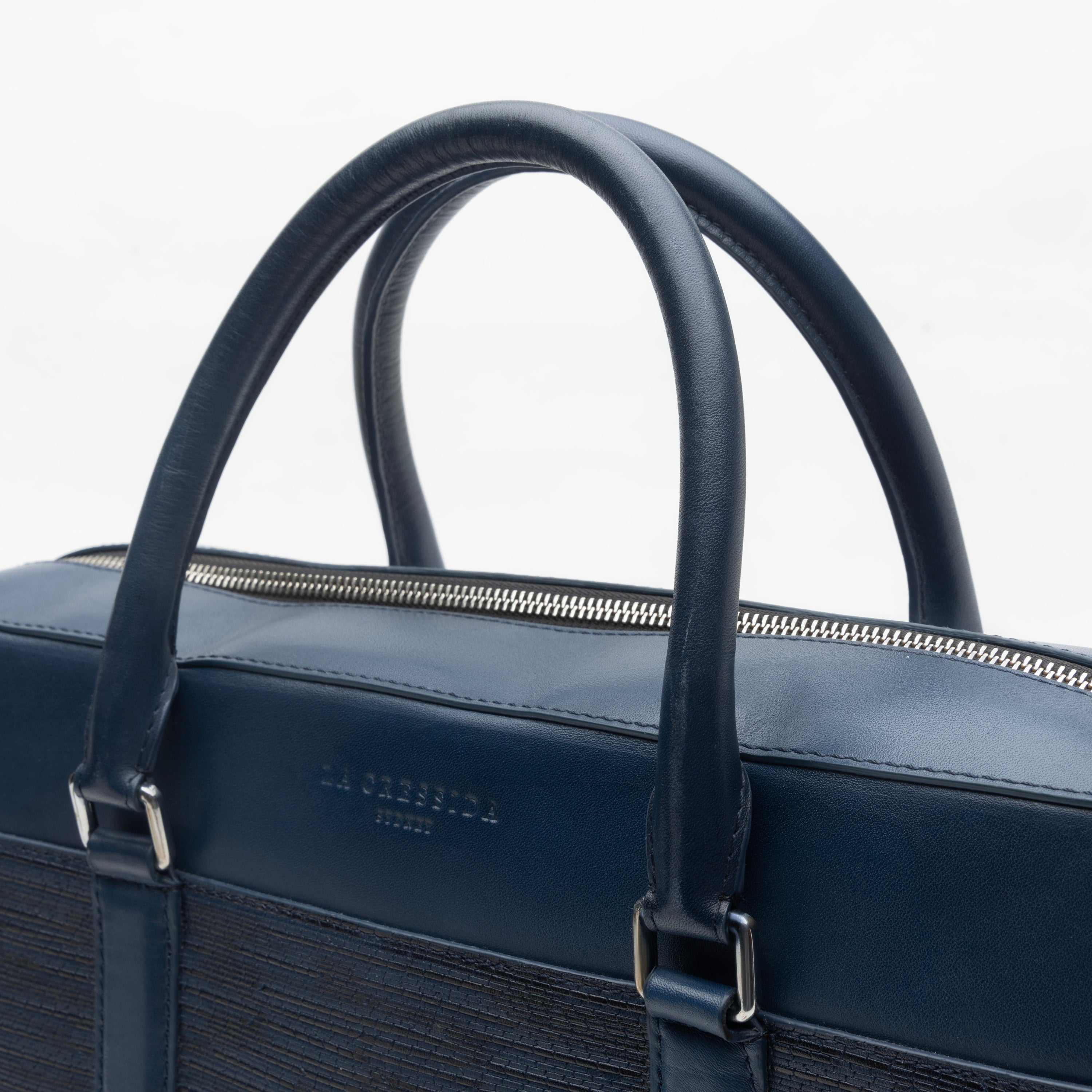 La Cressida Blue Saffiano Men Laptop Bag