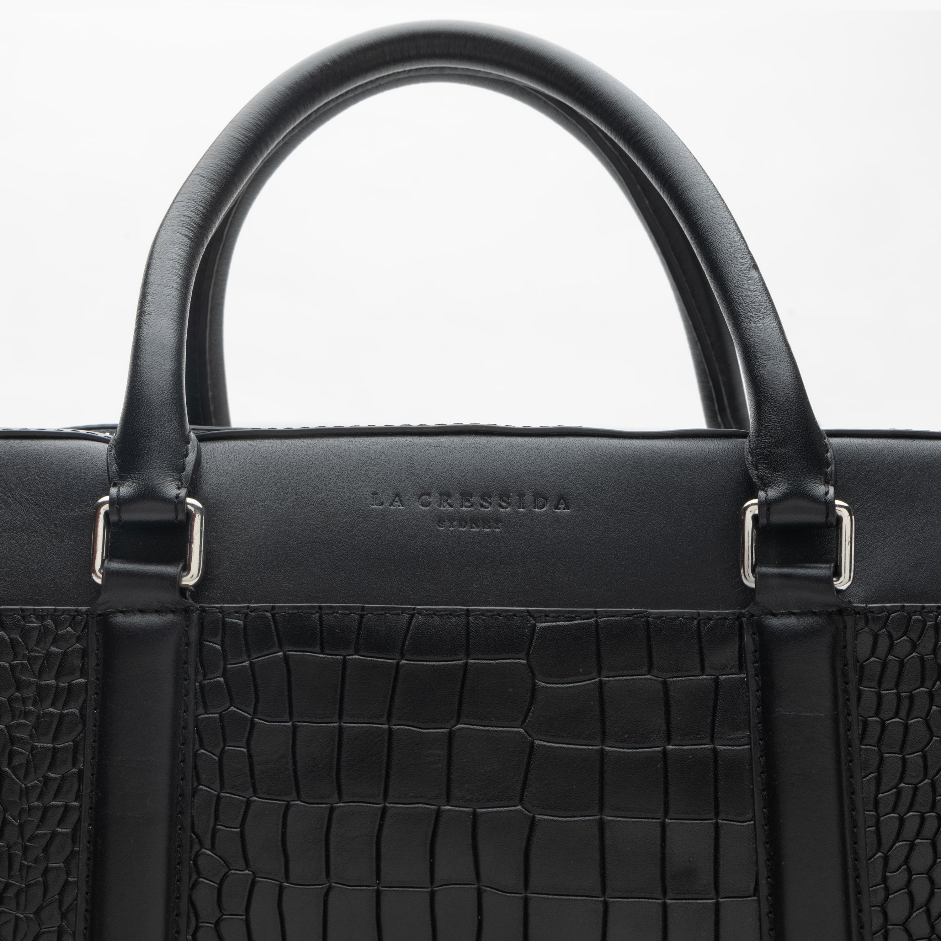 La Cressida Black Croco Men Laptop Bag