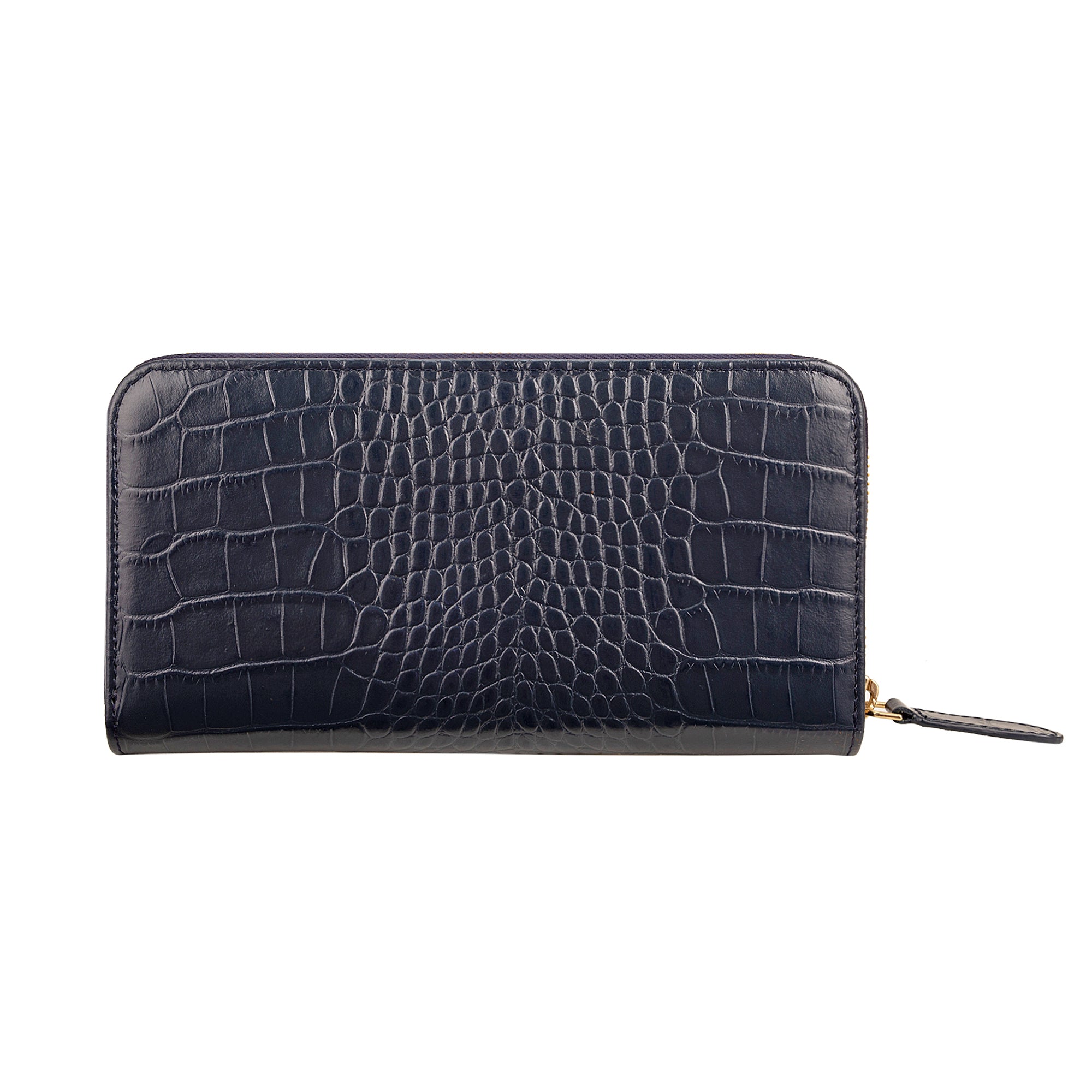 La Cressida Women's Navy Blue Croco Print Clutch