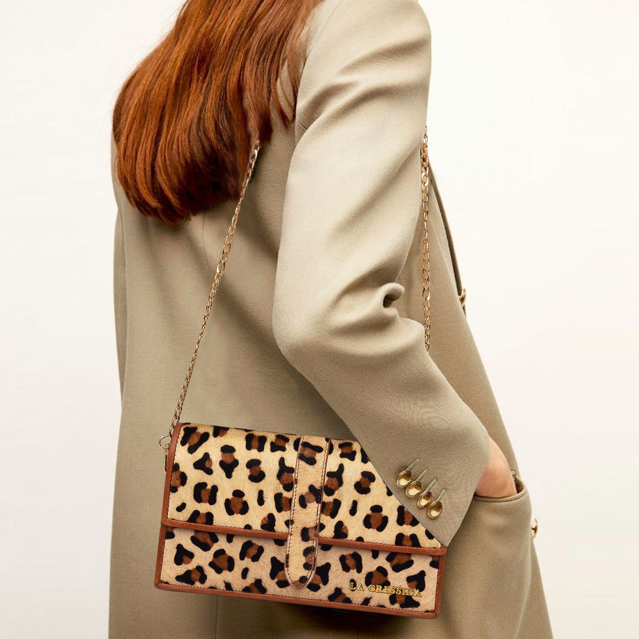 La Cressida Leopard Print Fur & Leather Crossbody Bag