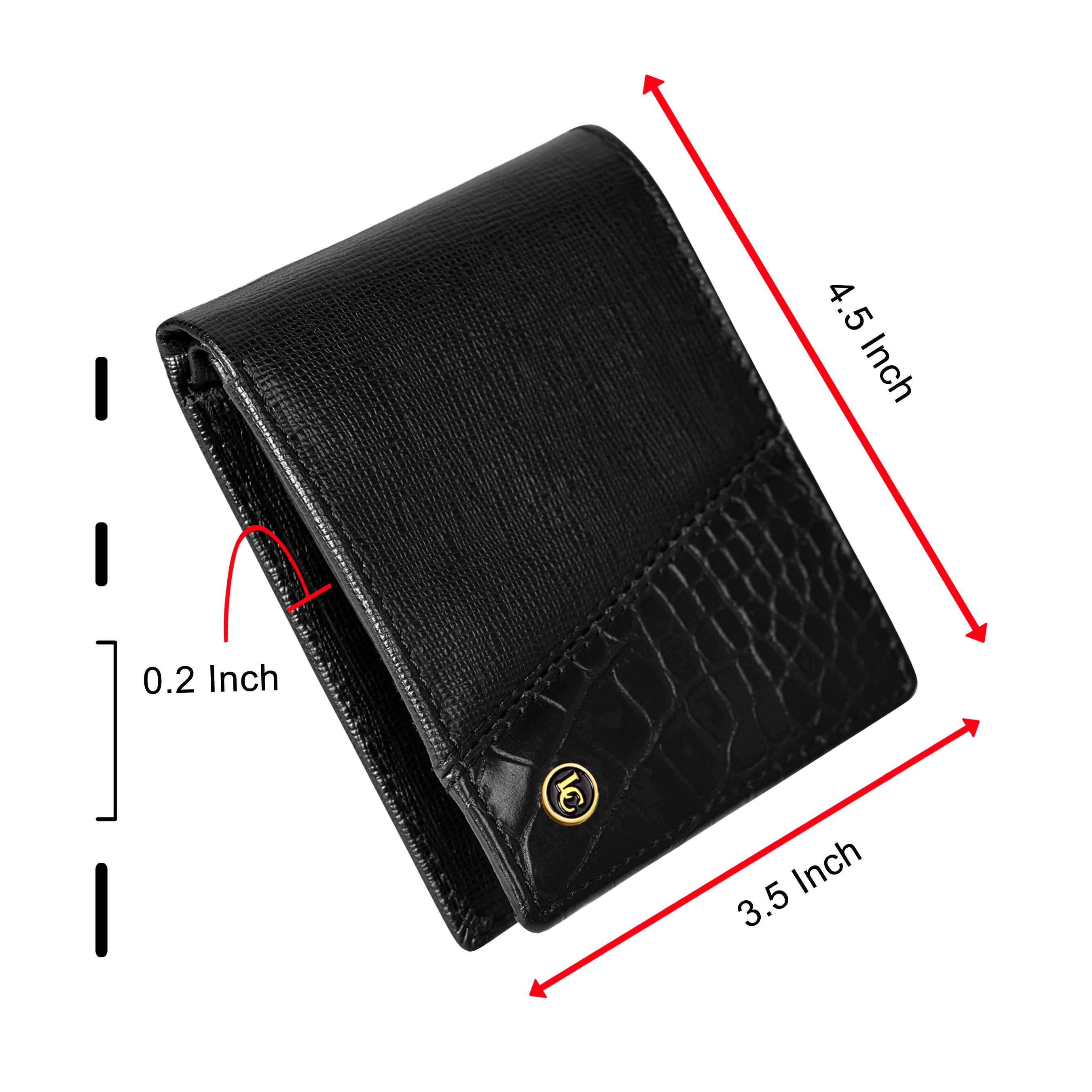 La Cressida Men's Saffiano Croco Print Black Leather Bi-fold Wallet