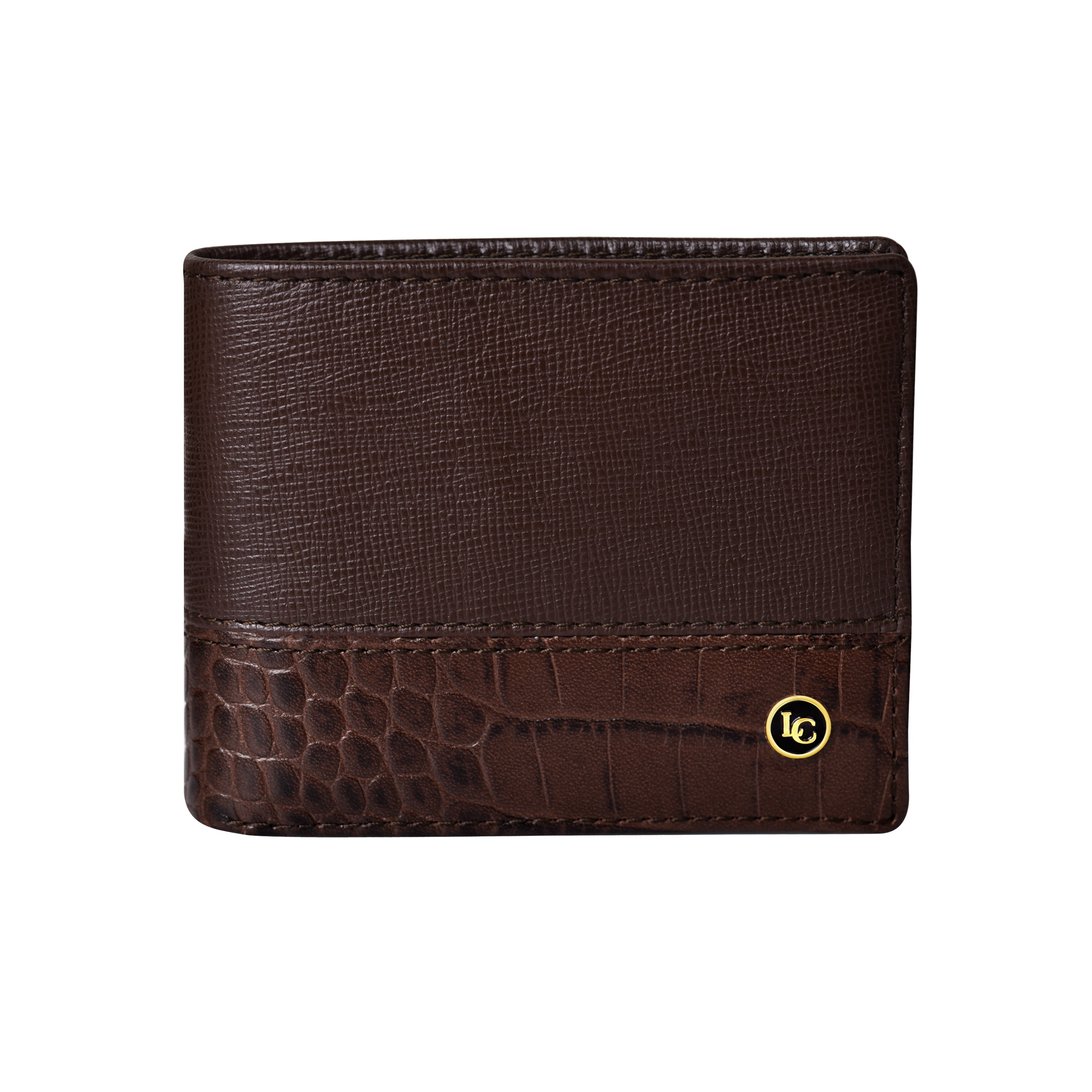 La Cressida Brown Men's Saffiano Leather Bi-fold Wallet