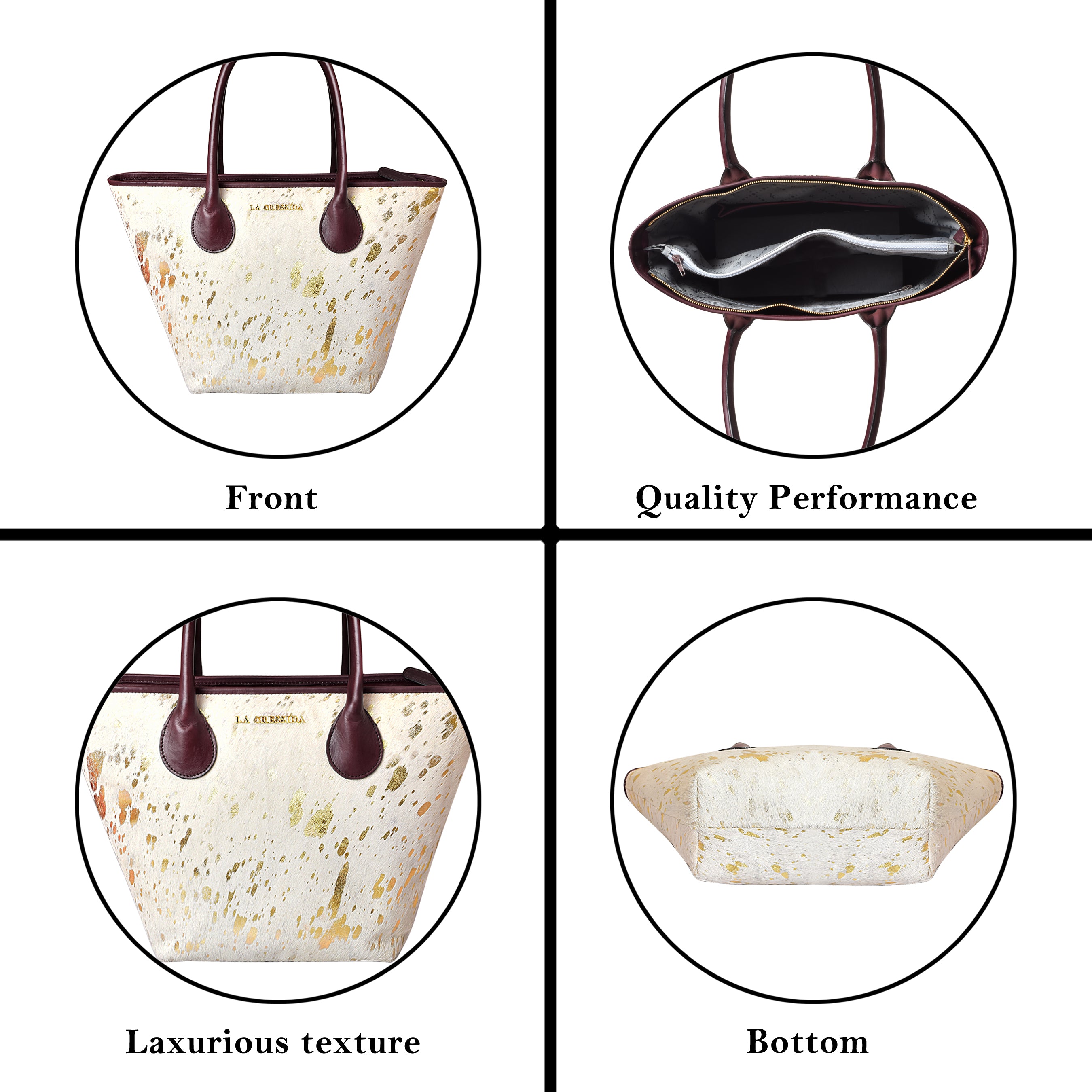 La Cressida Gold Speckled Cowhide Leather Tote Bag