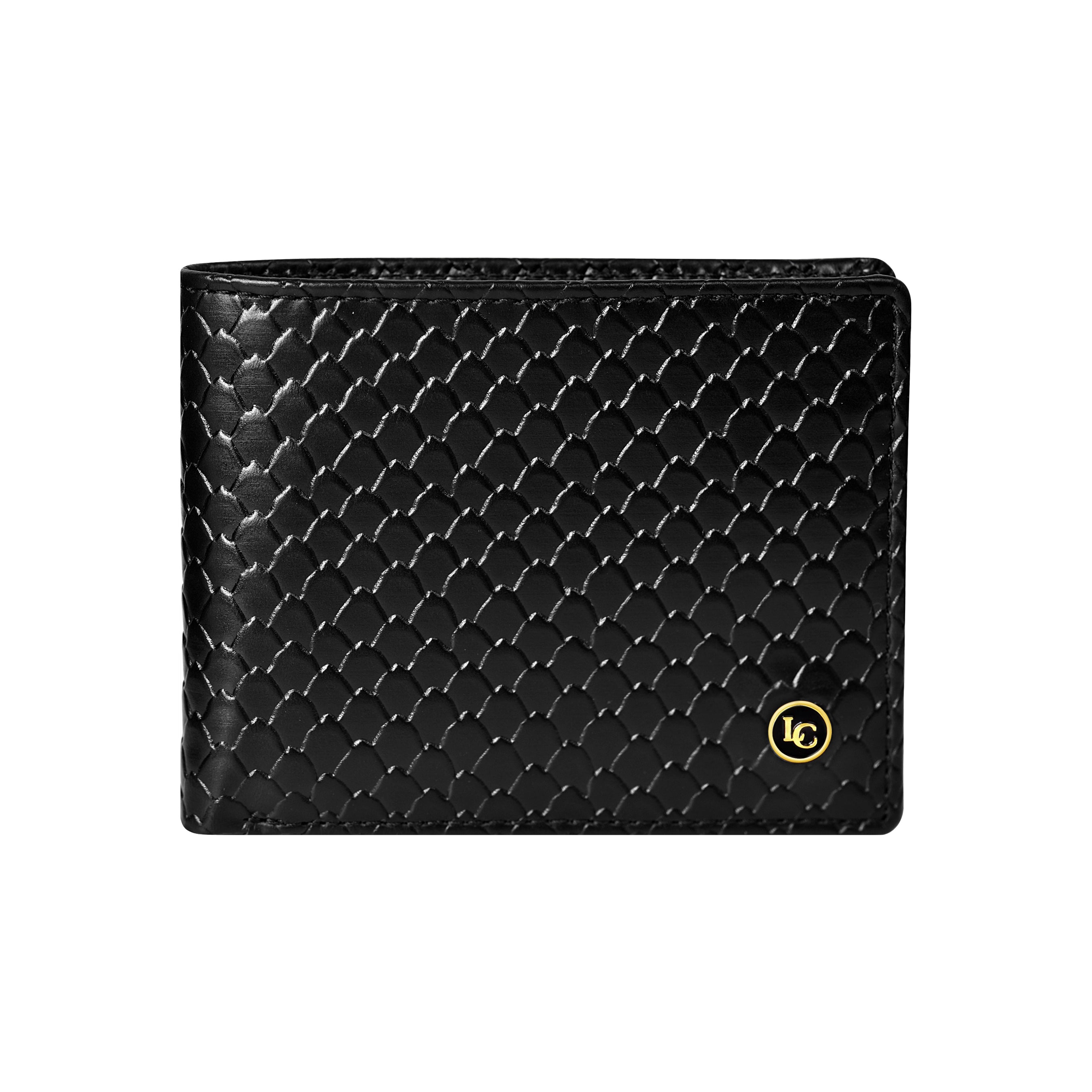 La Cressida Men's Black Woven-Effect Leather Wallet