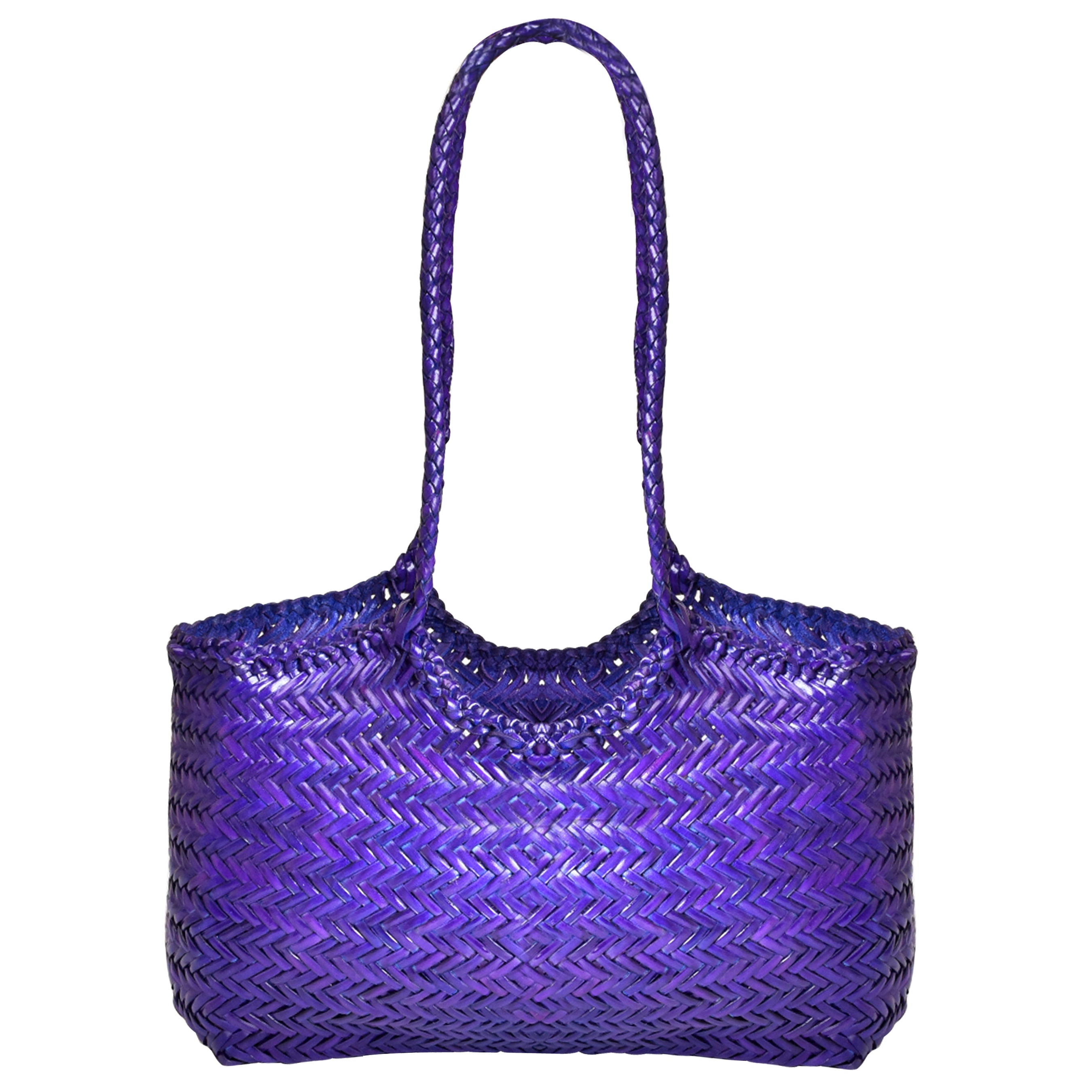 La Cressida Purple Woven Leather Tote Bag