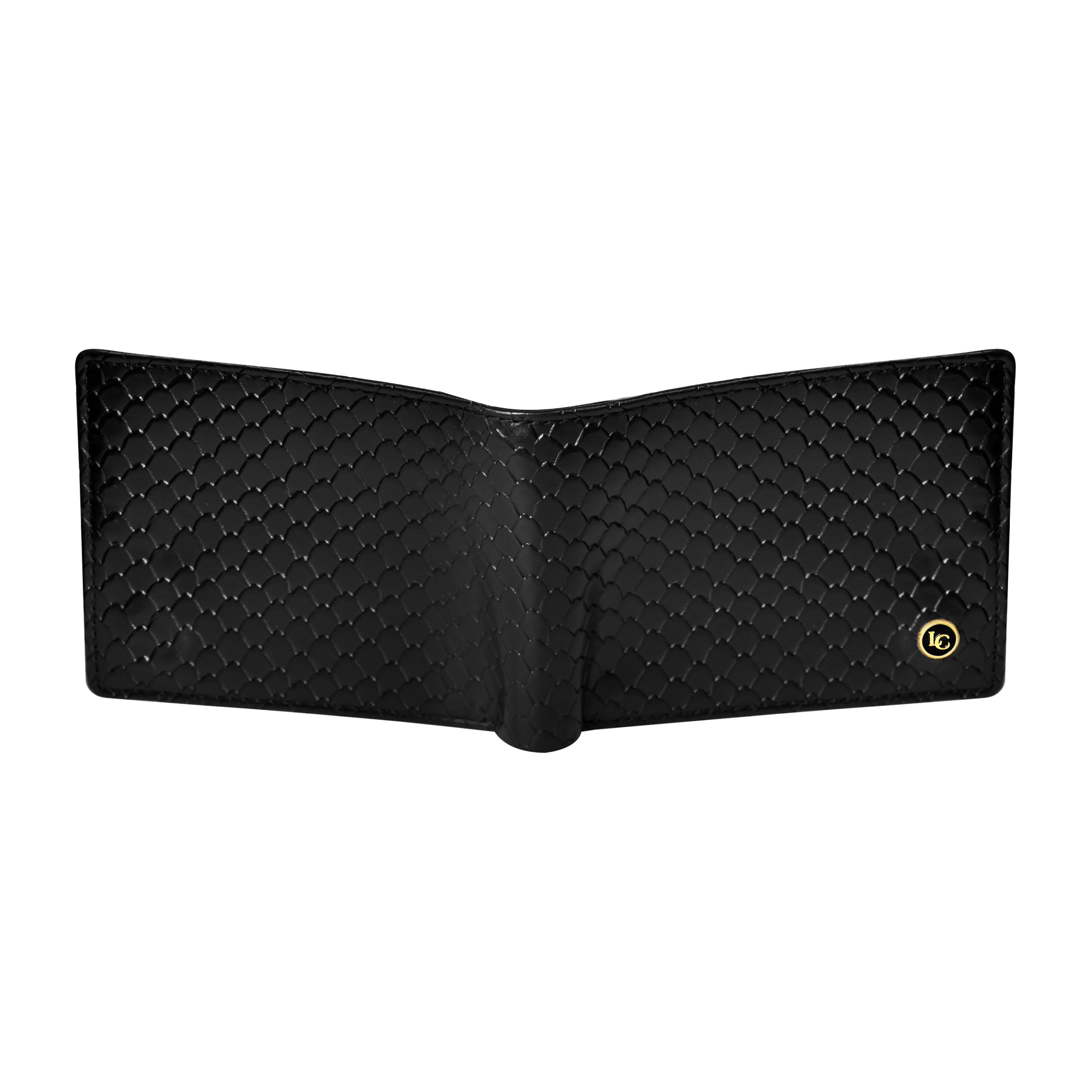 La Cressida Men's Black Woven-Effect Leather Wallet