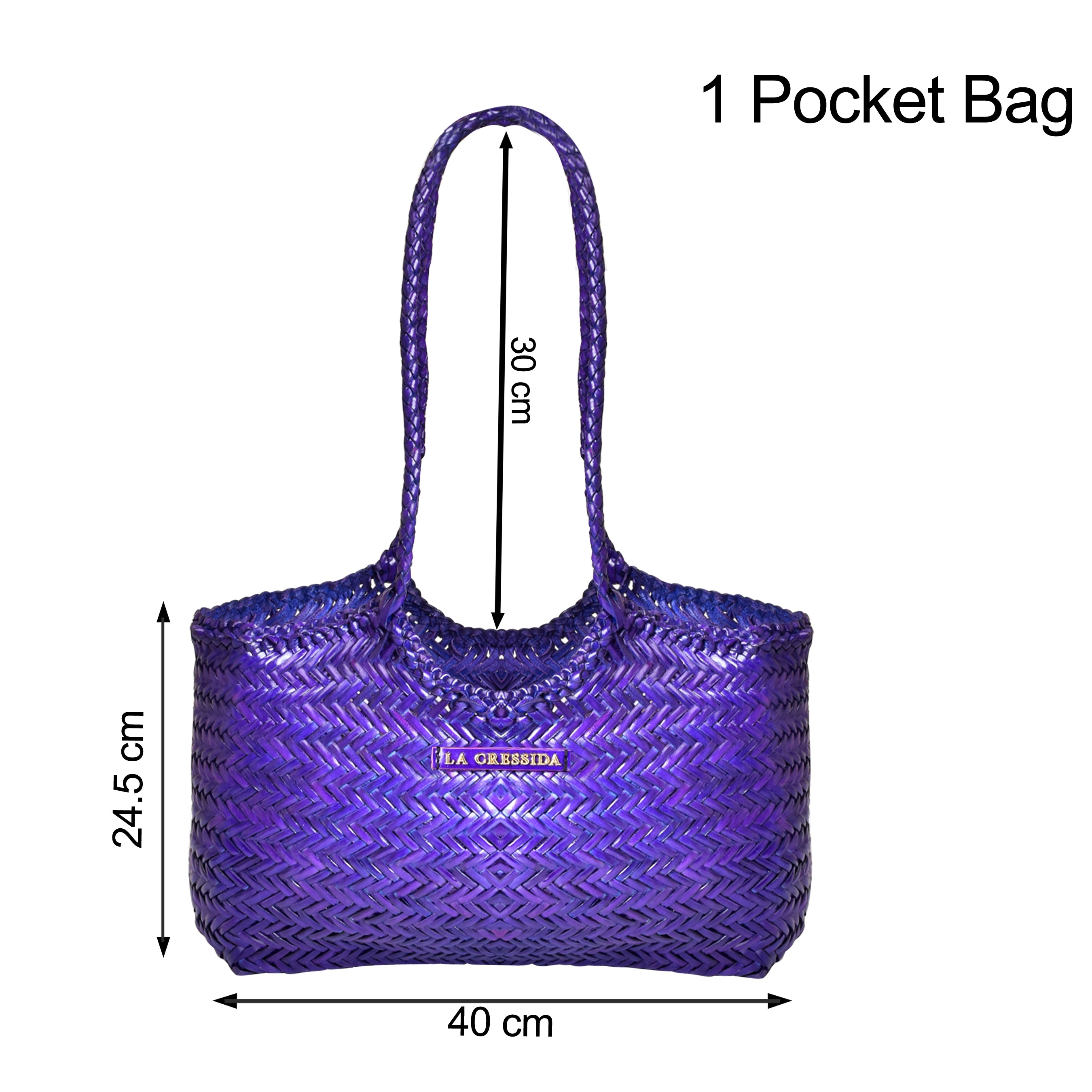 La Cressida Purple Woven Leather Tote Bag
