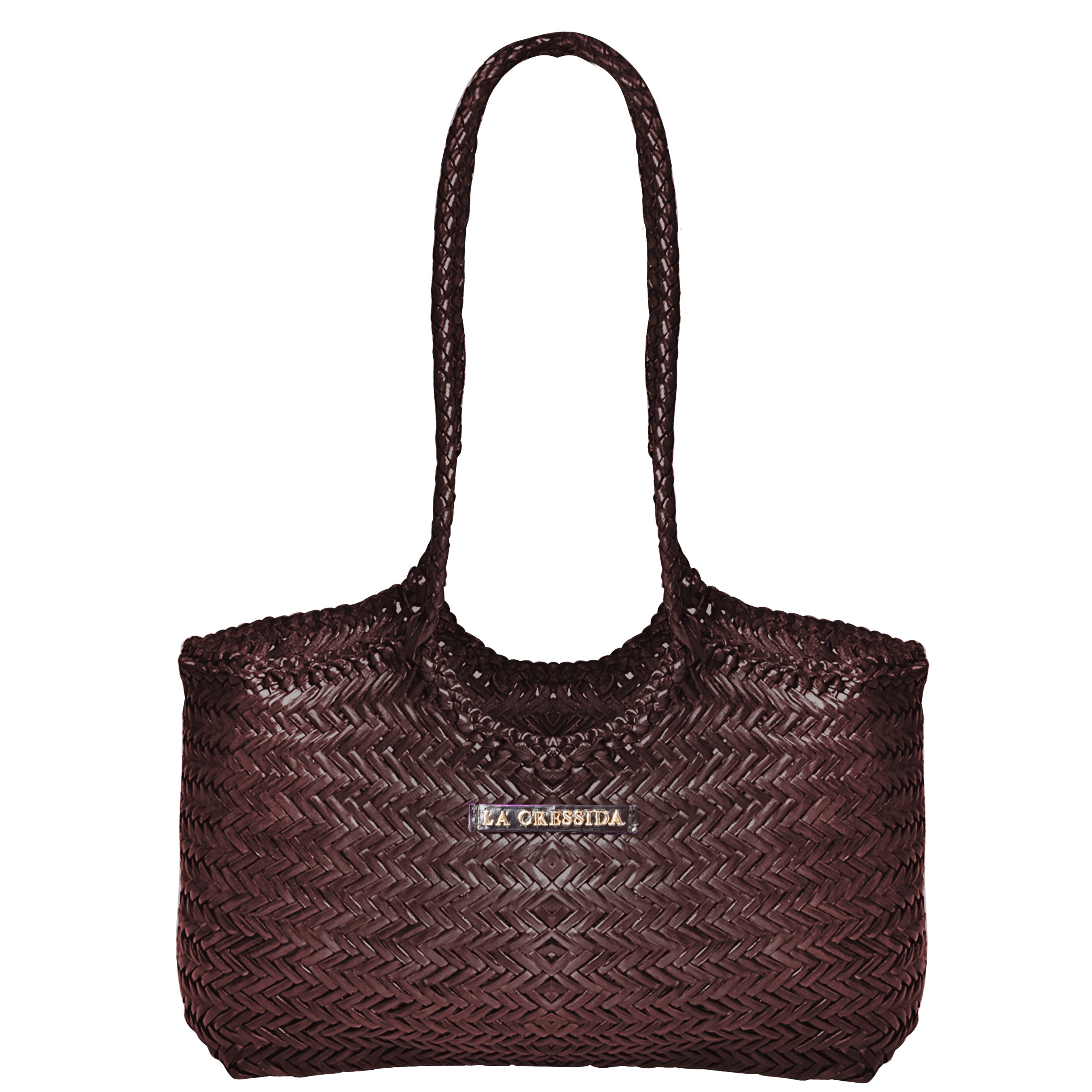 La Cressida Brown Woven Leather Tote Bag