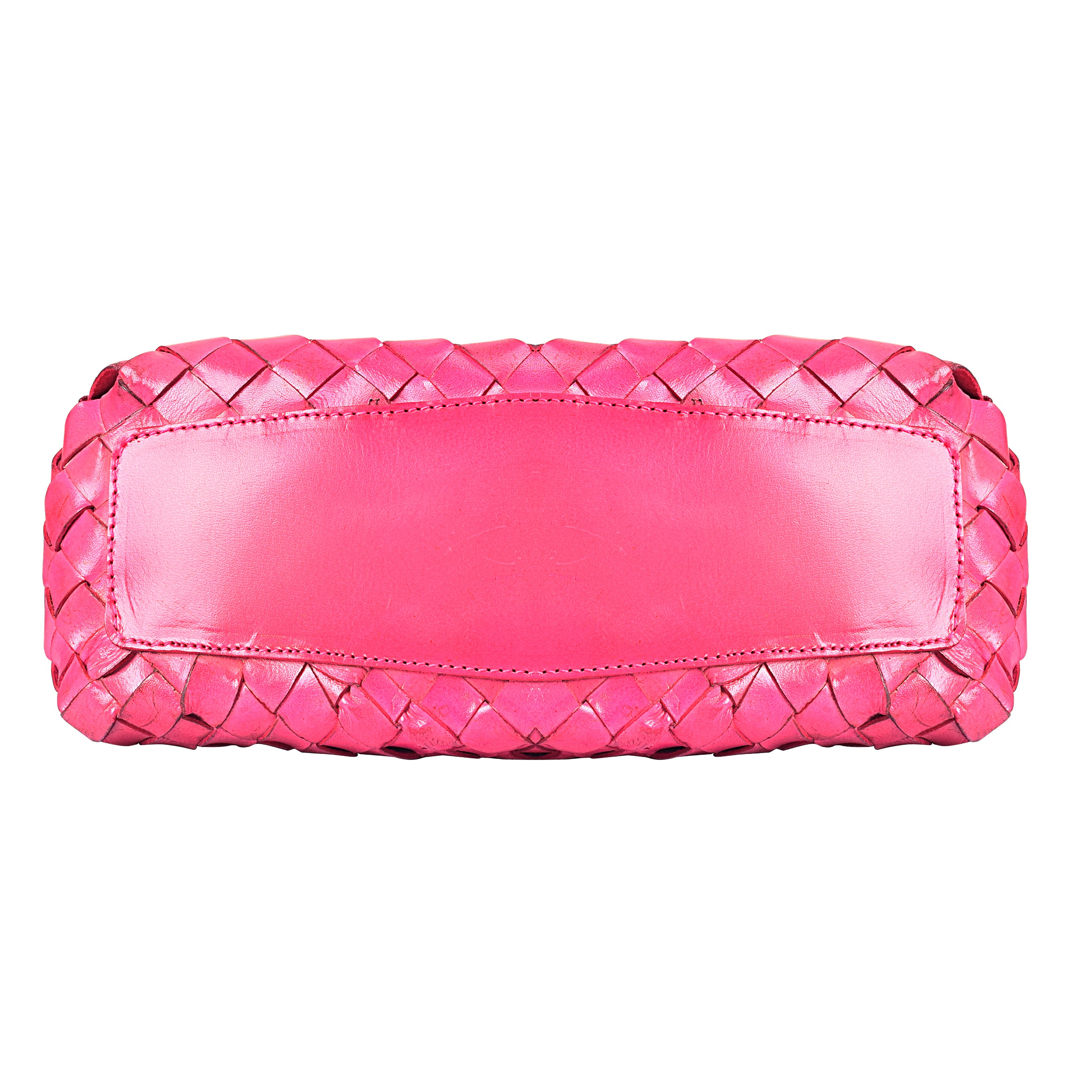 La Cressida Effortlessly Chic Pink Hand Woven Summer Leather Tote Bag