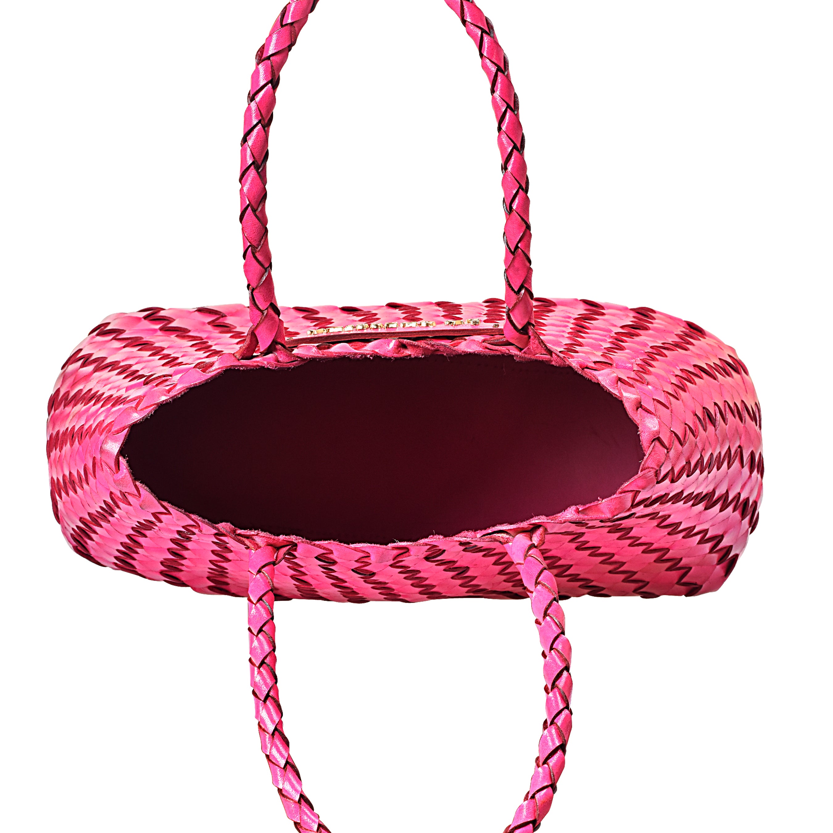 La Cressida Effortlessly Chic Pink Hand Woven Summer Leather Tote Bag