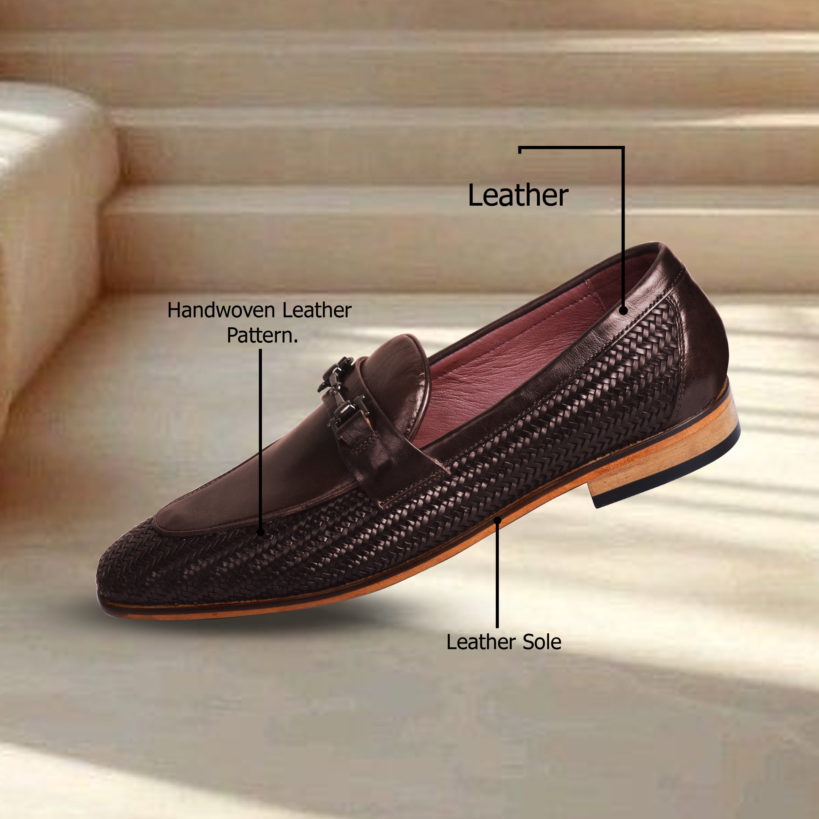 La Cressida Men's Brown Handwoven Leather Loafer