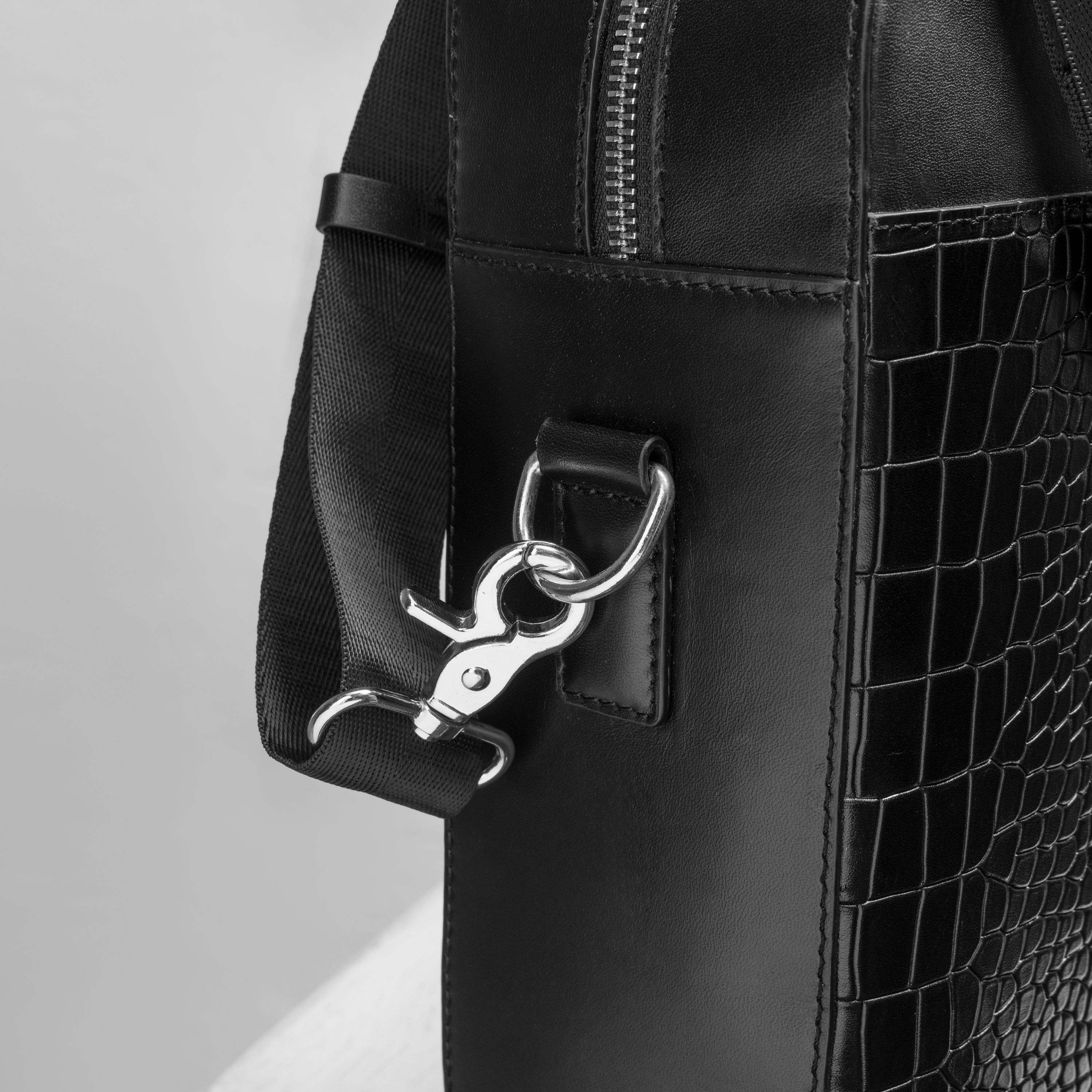 La Cressida Black Croco Men Laptop Bag