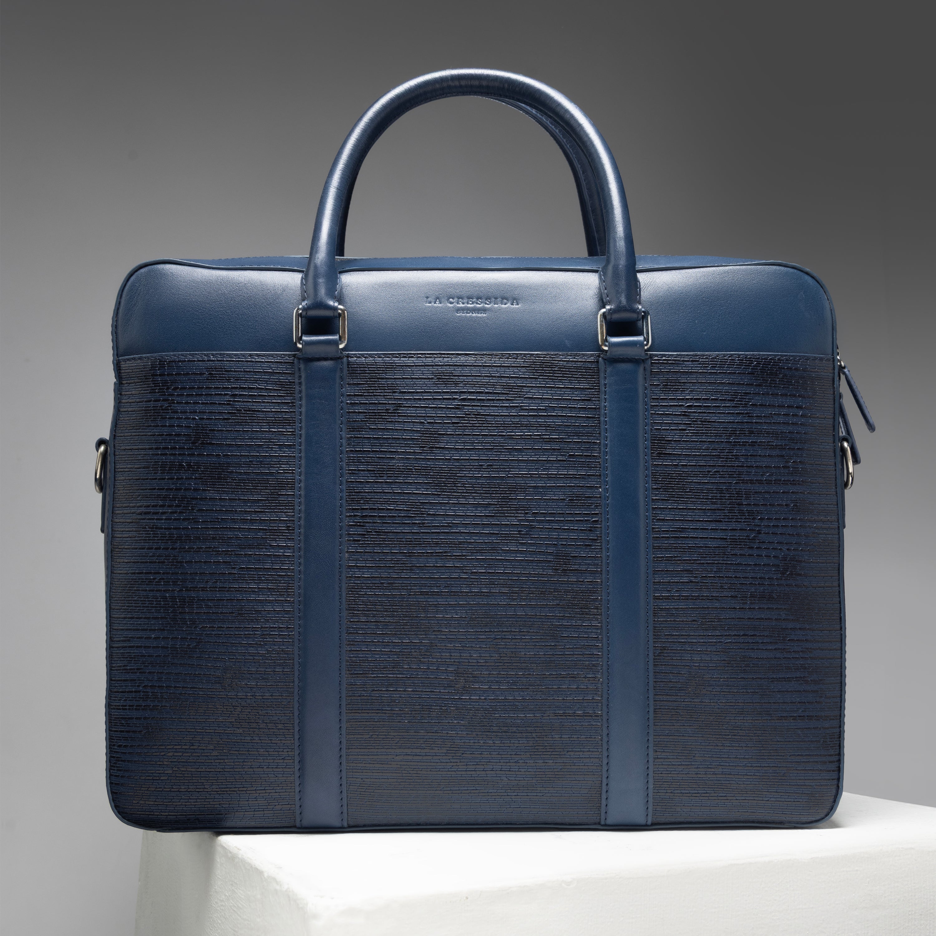 La Cressida Blue Saffiano Men Laptop Bag