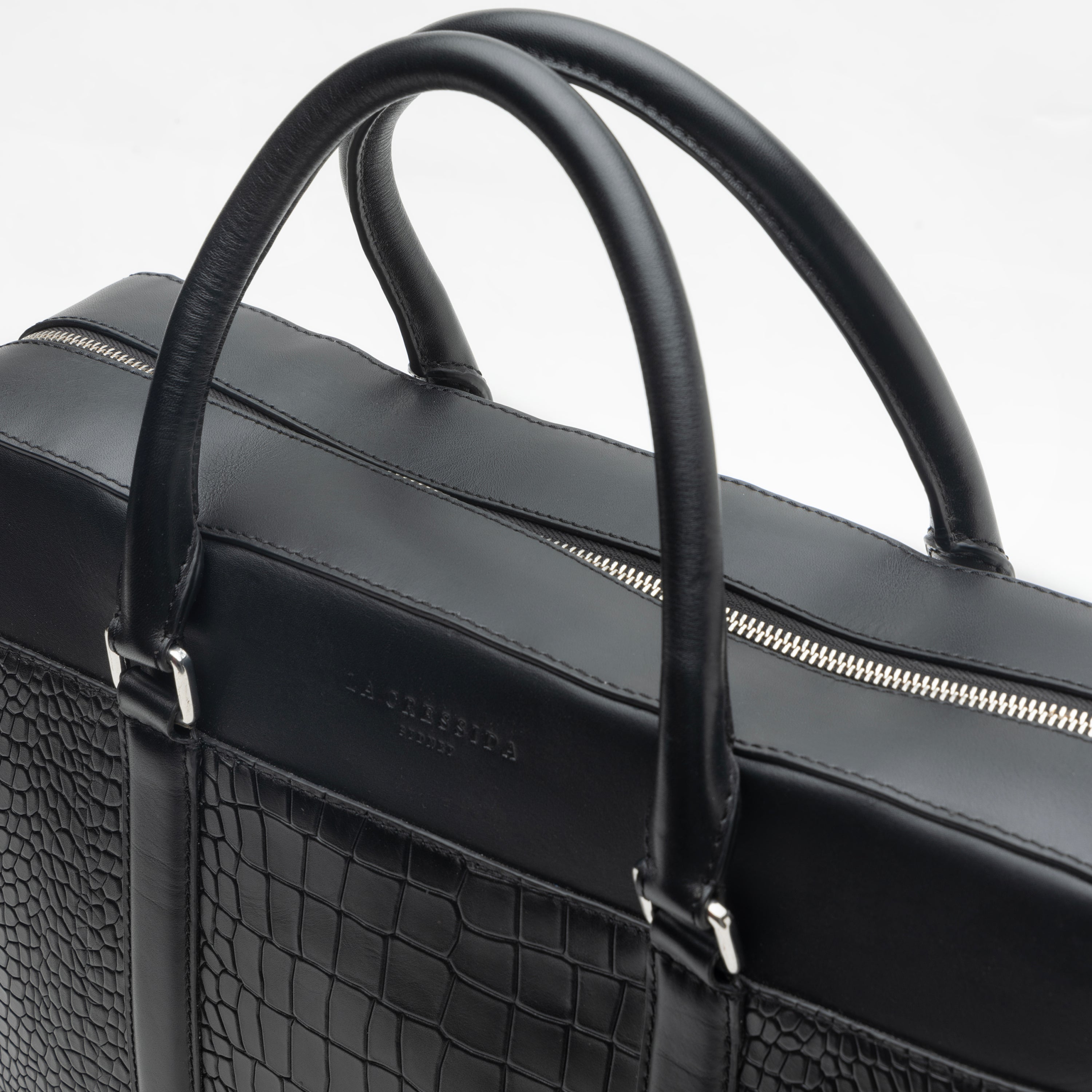 La Cressida Black Croco Men Laptop Bag