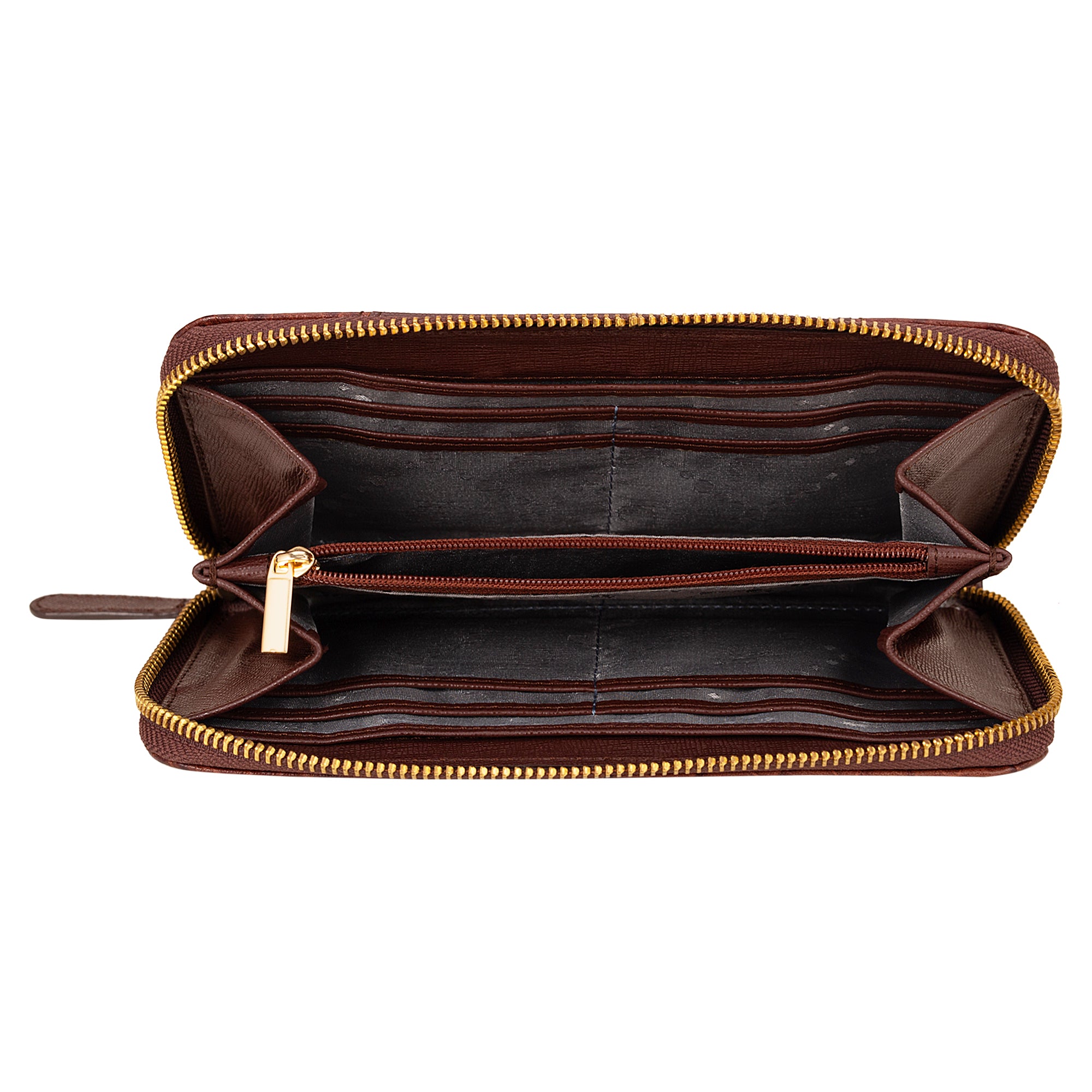 La Cressida Croco Saffiano Brown Designer Leather Clutch
