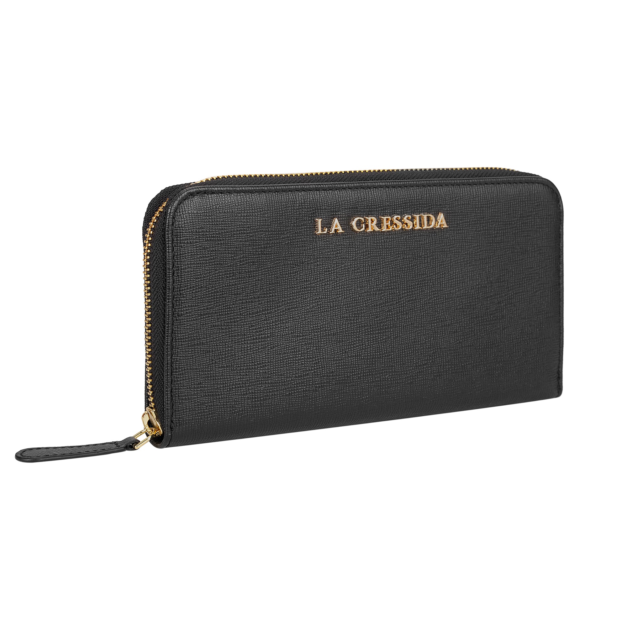 La Cressida Black Saffiano Designer Leather Clutch