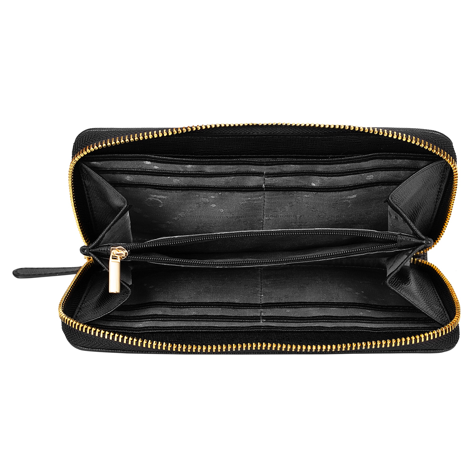 La Cressida Black Saffiano Designer Leather Clutch