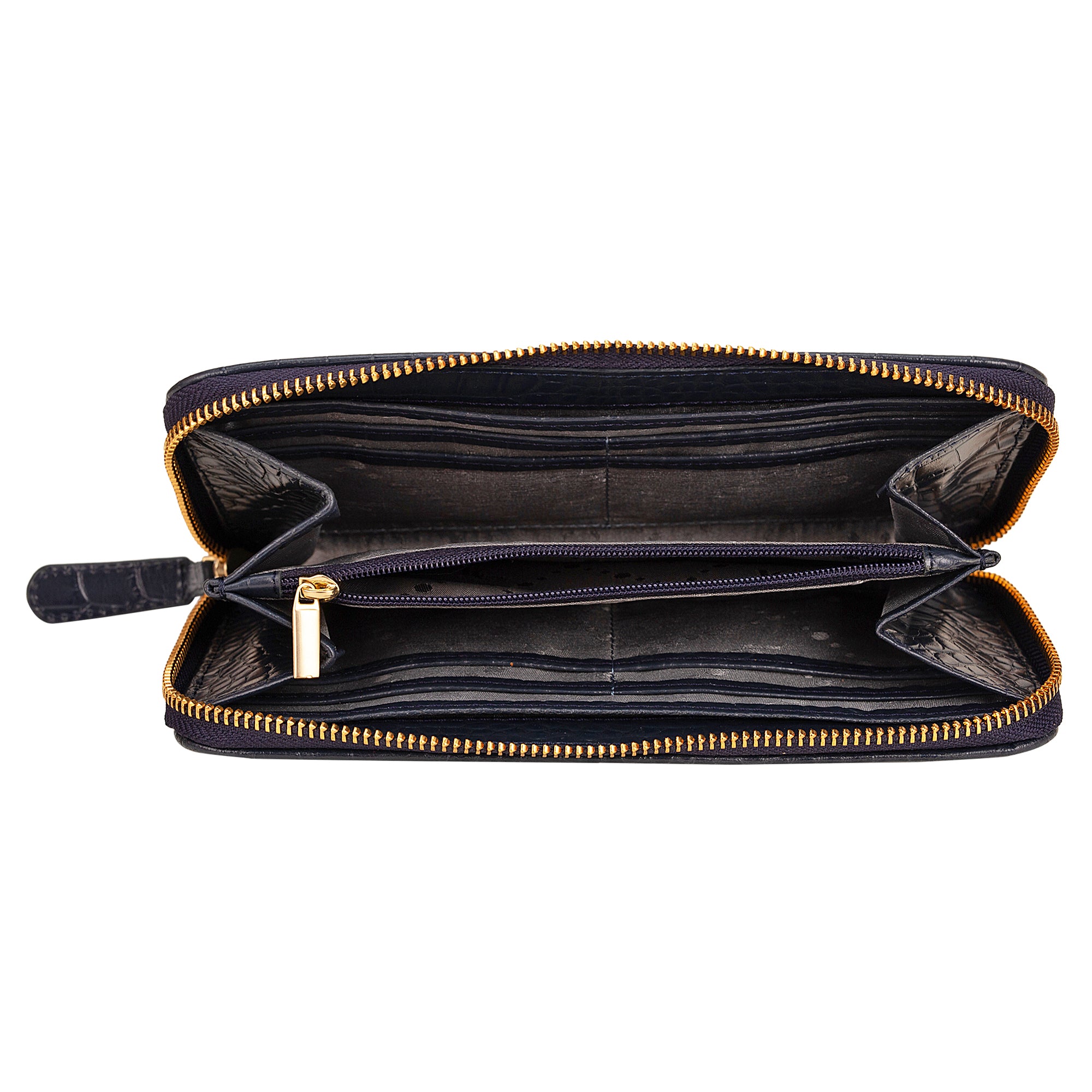 La Cressida Women's Navy Blue Croco Print Clutch