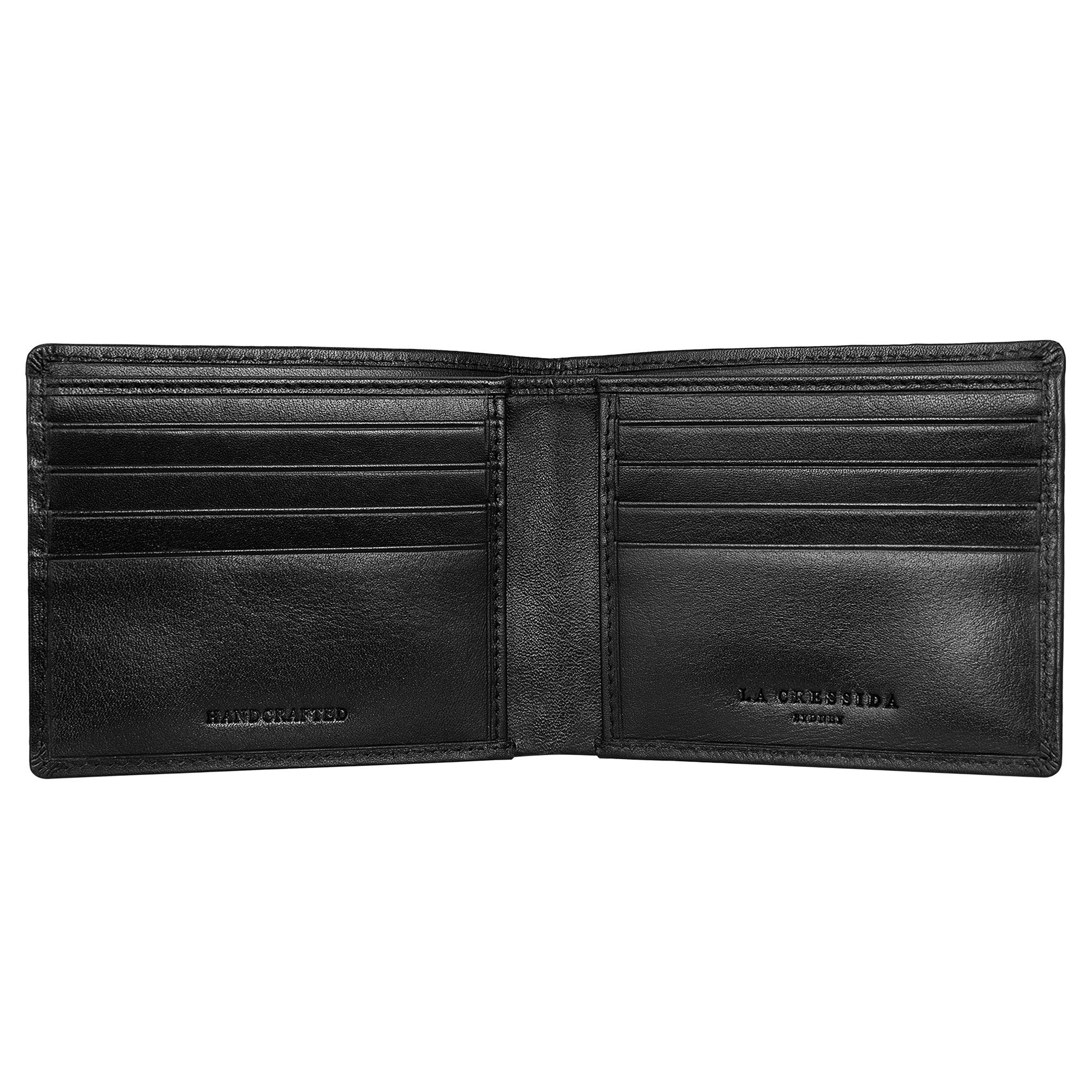 Black Men's Genuine Leather Weaved Bi-fold Wallet | La Cressida