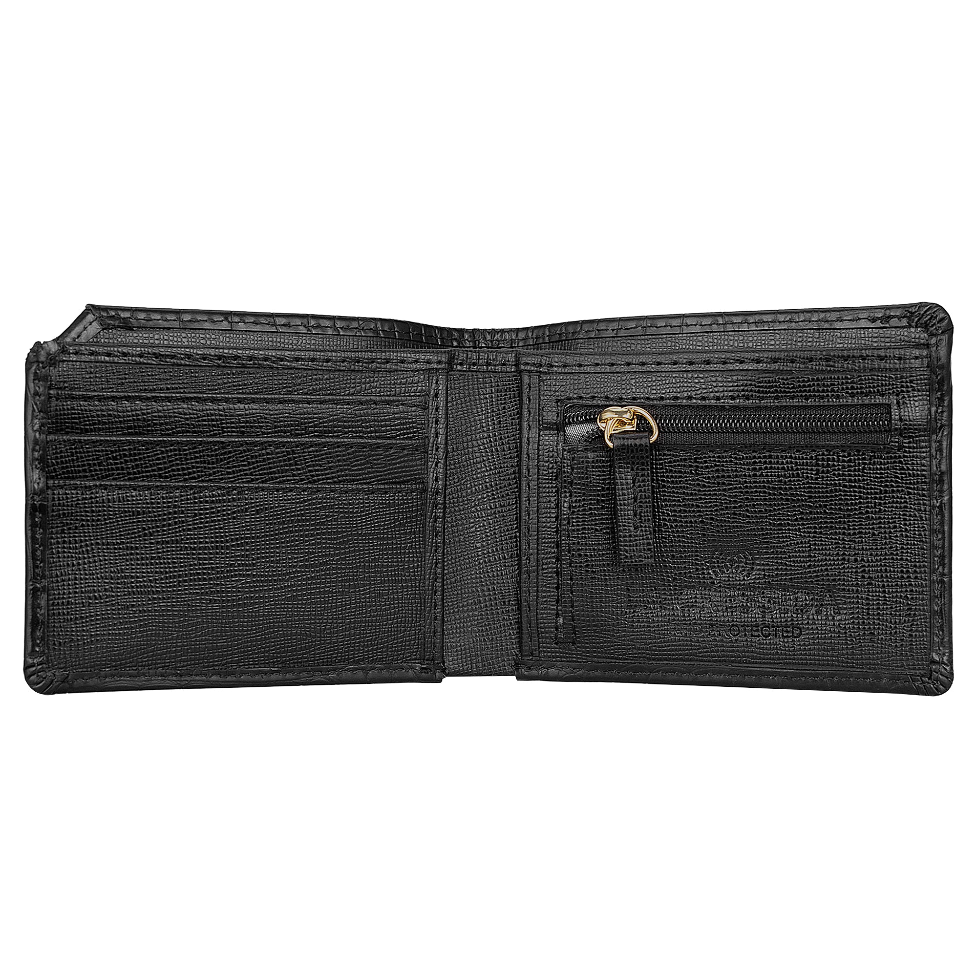 La Cressida Men's Charcoal Black Croco-Embossed Wallet