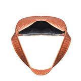 La Cressida Handwoven Brown Leather Half-Moon Shoulder Bag