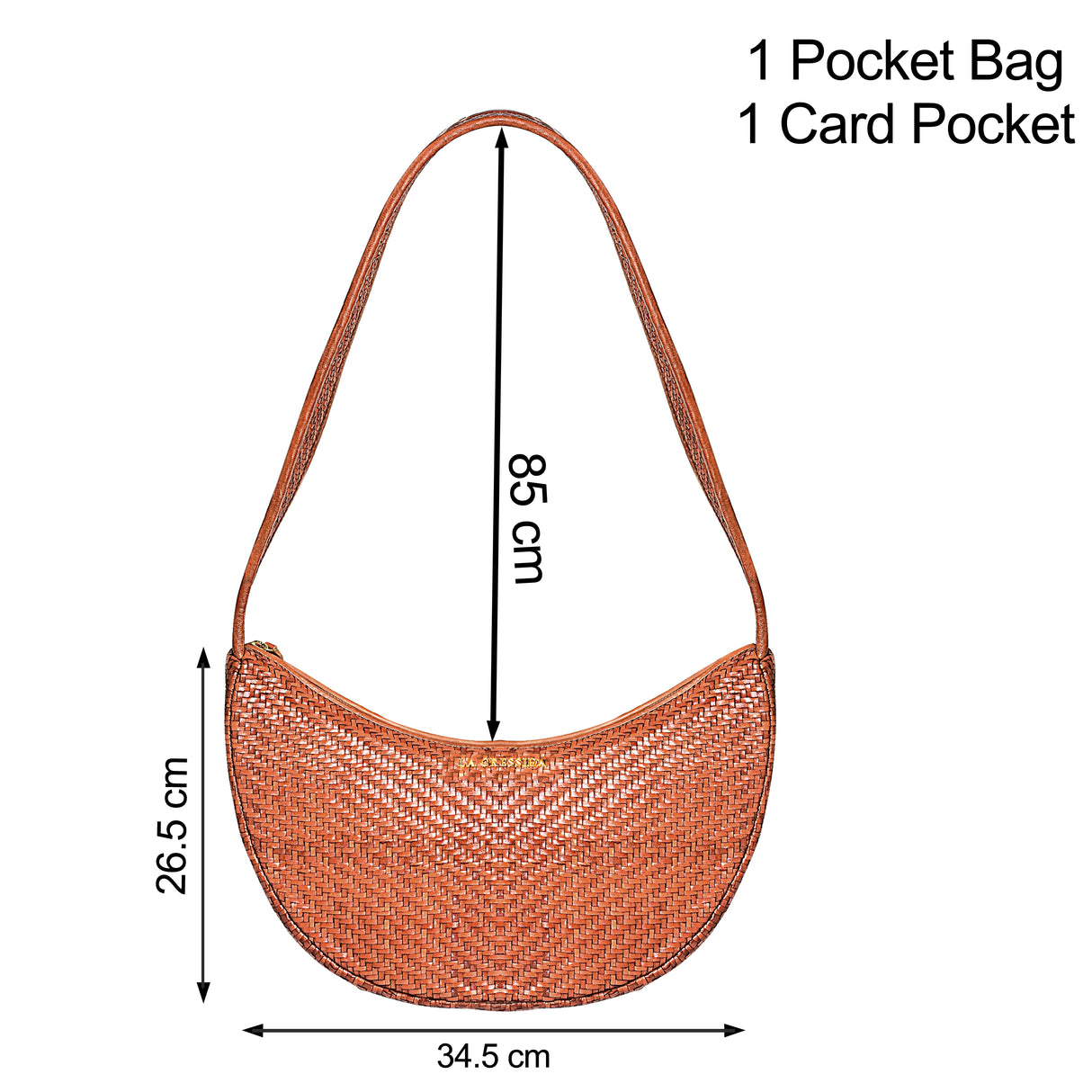 La Cressida Handwoven Brown Leather Half-Moon Shoulder Bag