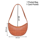 La Cressida Handwoven Brown Leather Half-Moon Shoulder Bag