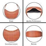 La Cressida Handwoven Brown Leather Half-Moon Shoulder Bag