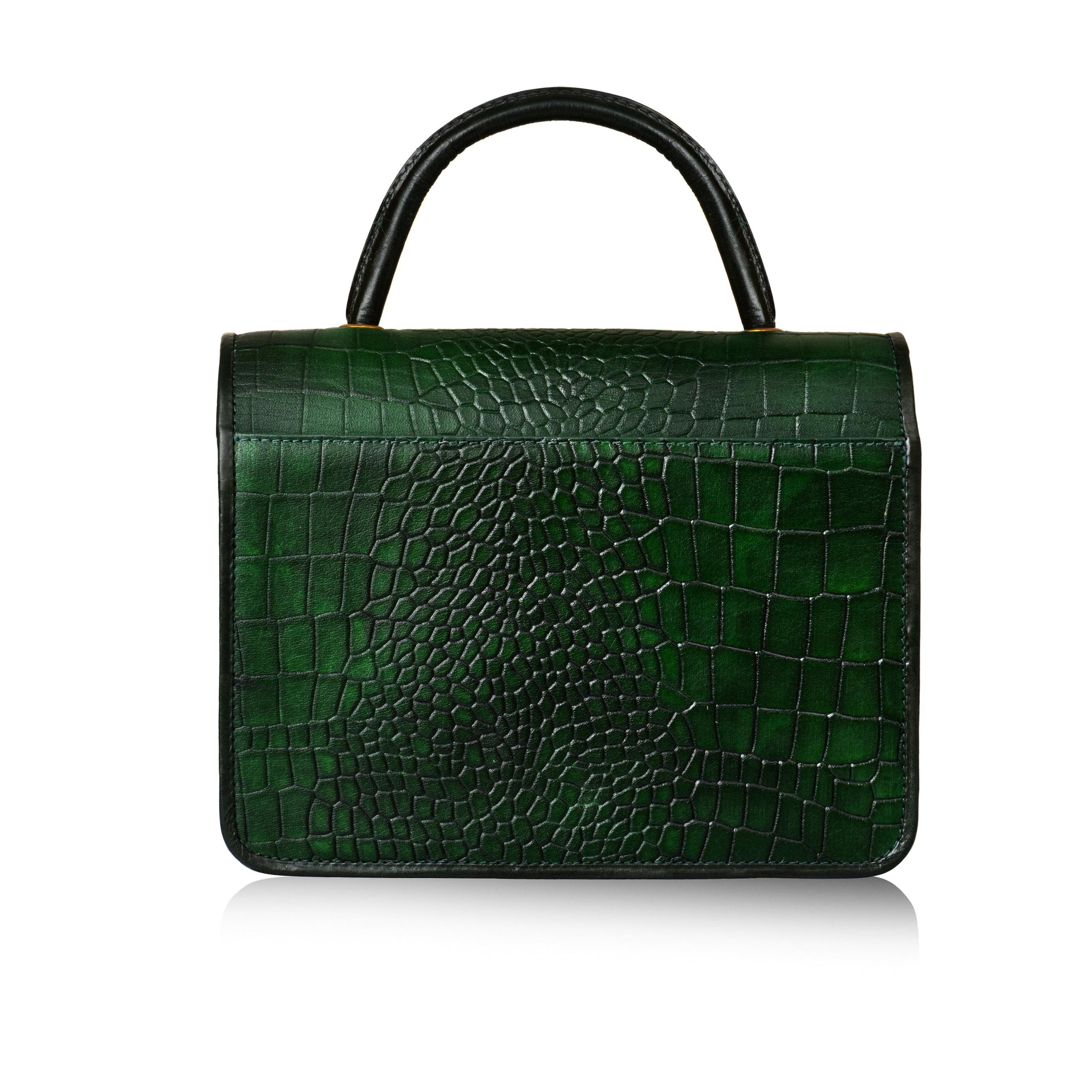 La Cressida Emerald Green Croc-Embossed Mini Bag
