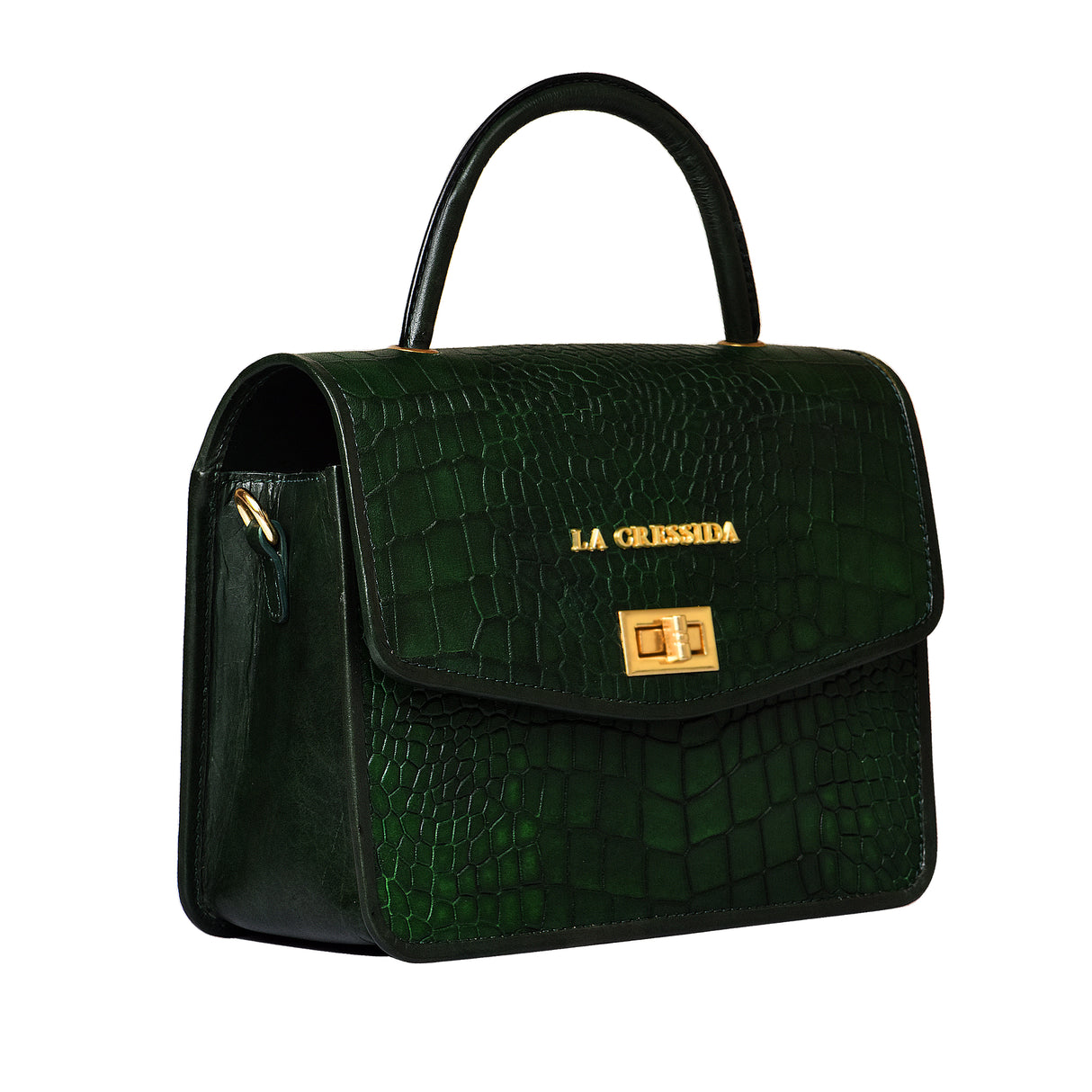 La Cressida Emerald Green Croc-Embossed Mini Bag