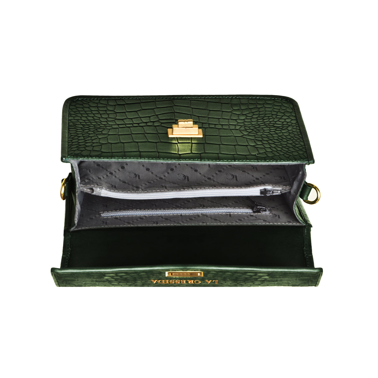 La Cressida Emerald Green Croc-Embossed Mini Bag
