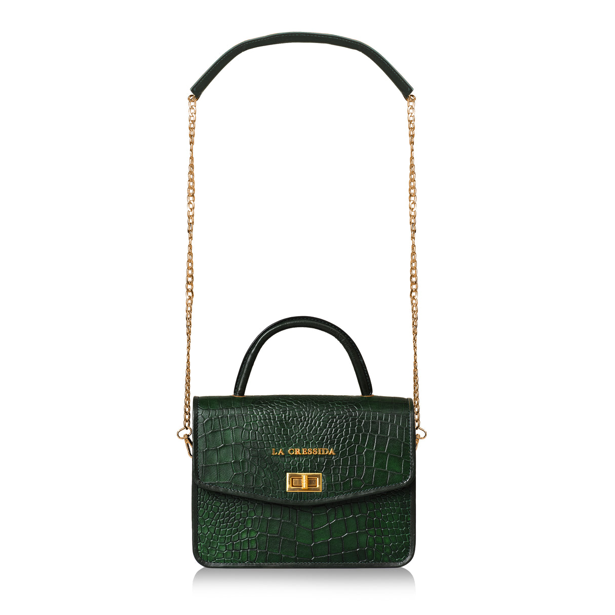 La Cressida Emerald Green Croc-Embossed Mini Bag