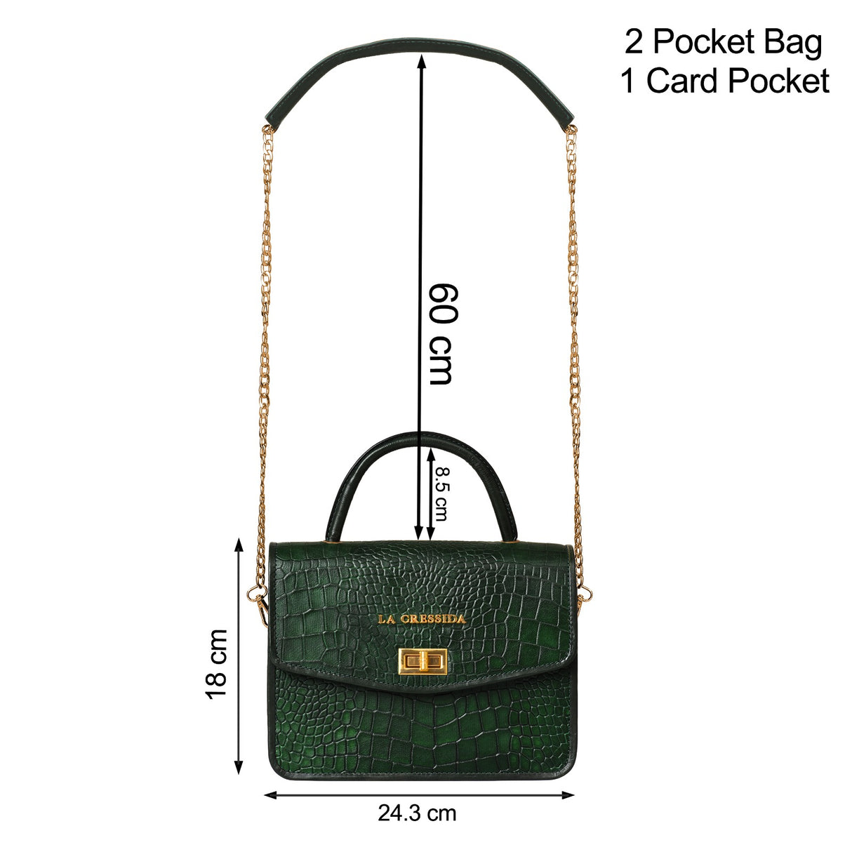 La Cressida Emerald Green Croc-Embossed Mini Bag
