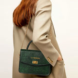 La Cressida Emerald Green Croc-Embossed Mini Bag