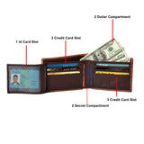 La Cressida Men's Brown Croco Print Bi-fold Leather Wallet
