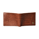 La Cressida Men's Brown Croco Print Bi-fold Leather Wallet