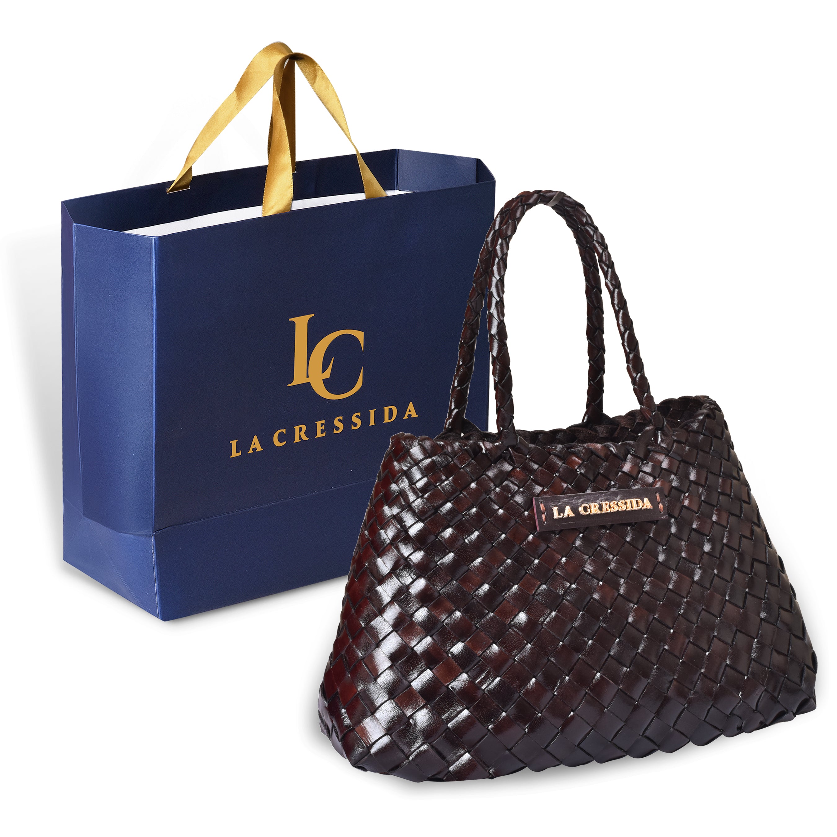 La Cressida Effortlessly Chic Brown hand Woven Summer leather Tote Bag