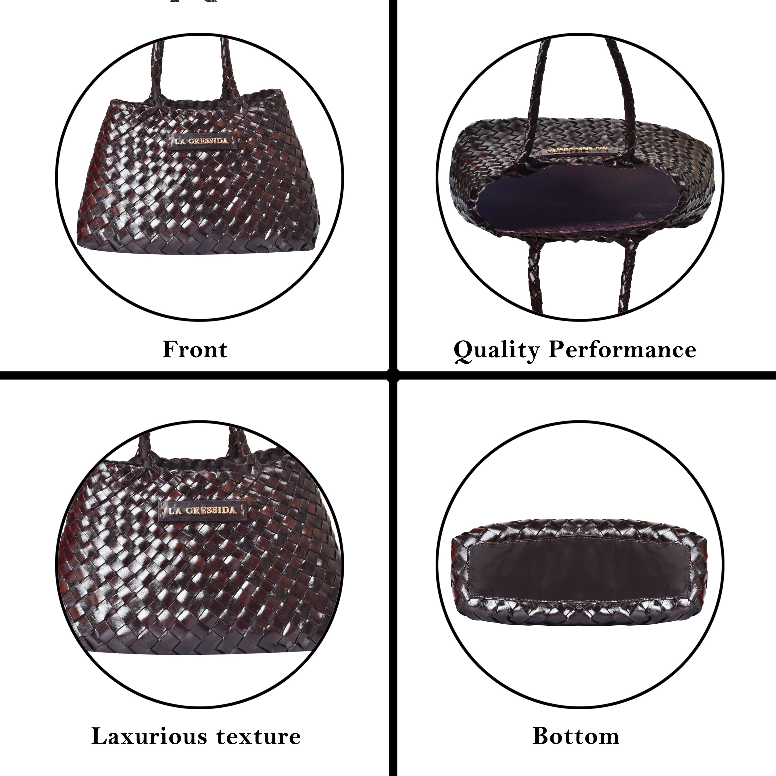 La Cressida Effortlessly Chic Brown hand Woven Summer leather Tote Bag