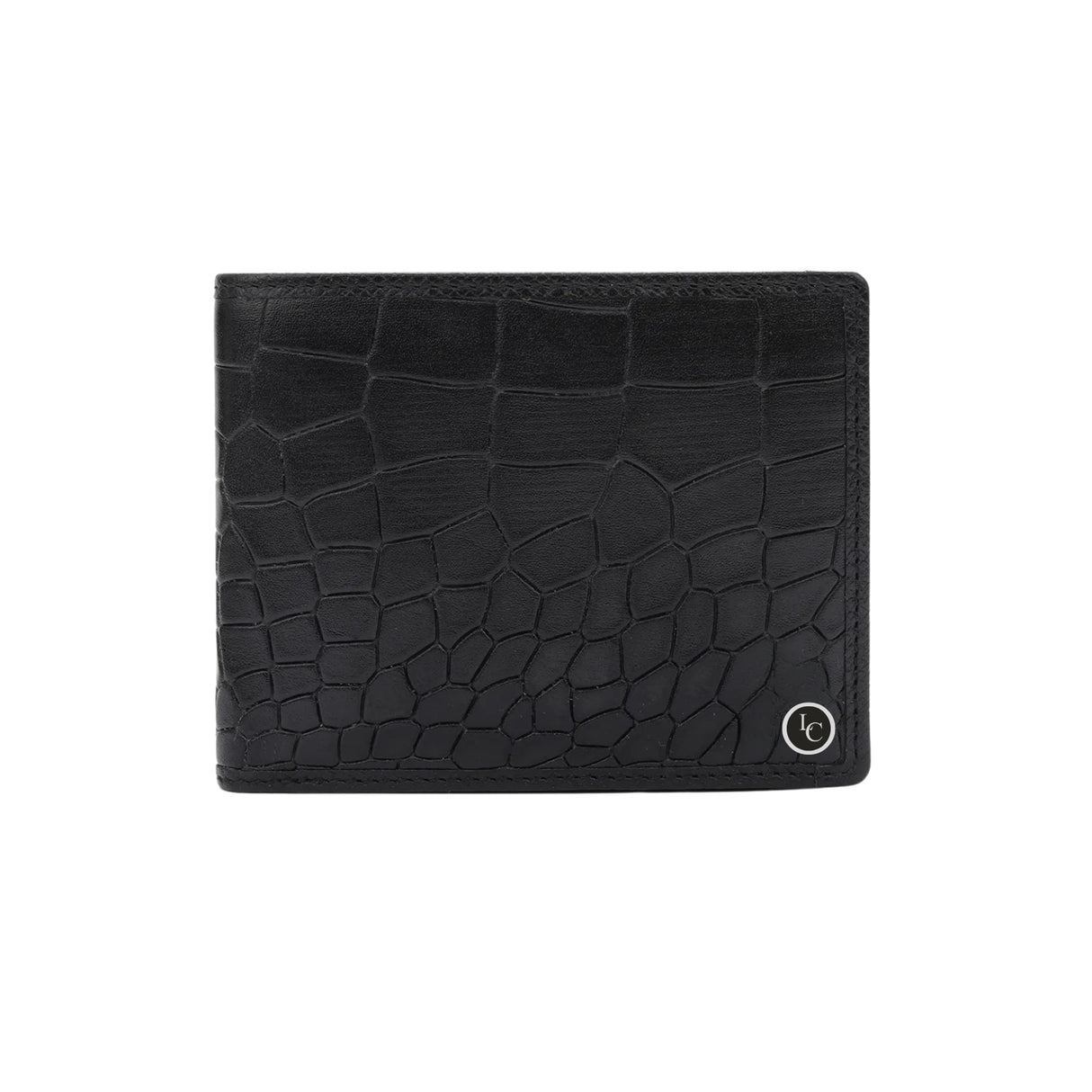 Black Croco Bifold Leather Mens Wallet