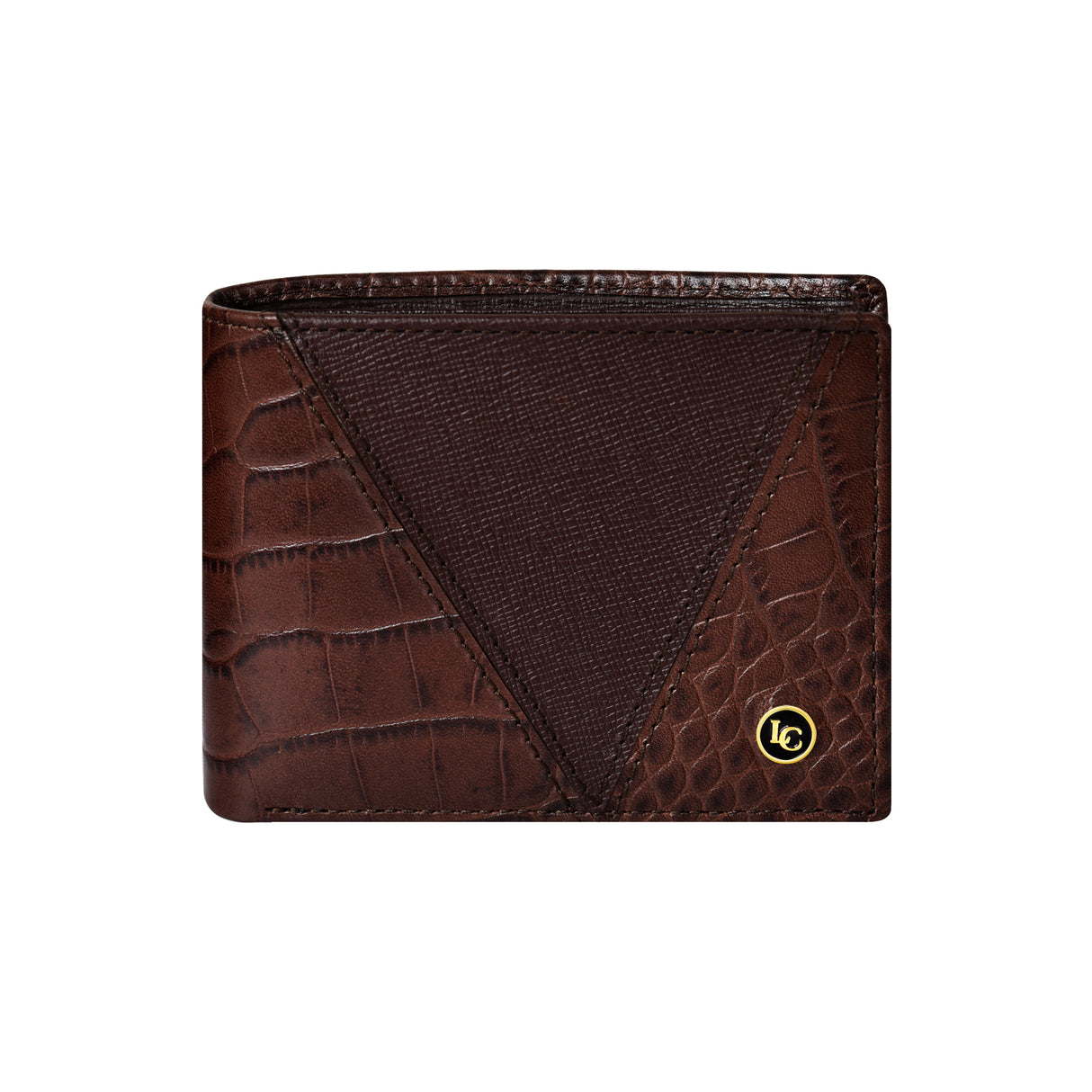 La Cressida Men's Brown Mixed-Texture Leather Wallet
