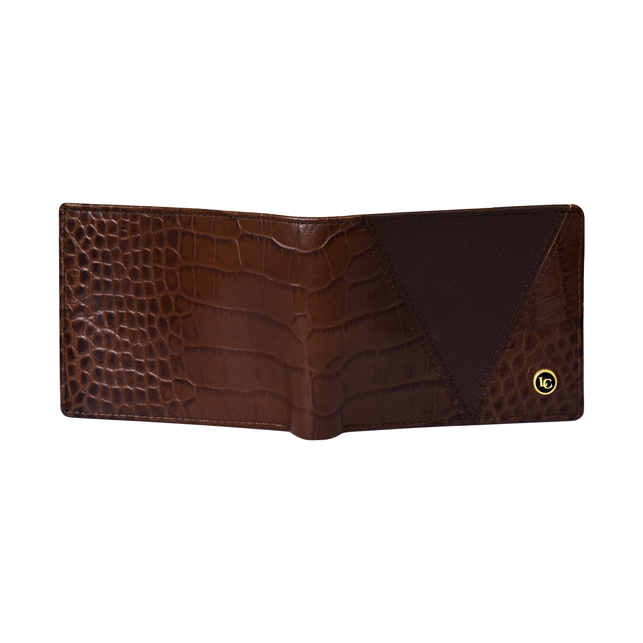 La Cressida Men's Brown Mixed-Texture Leather Wallet