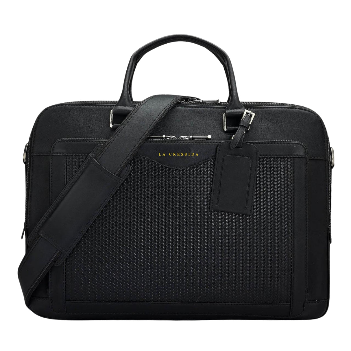 Croco Franzy Leather Laptop Bag - Black