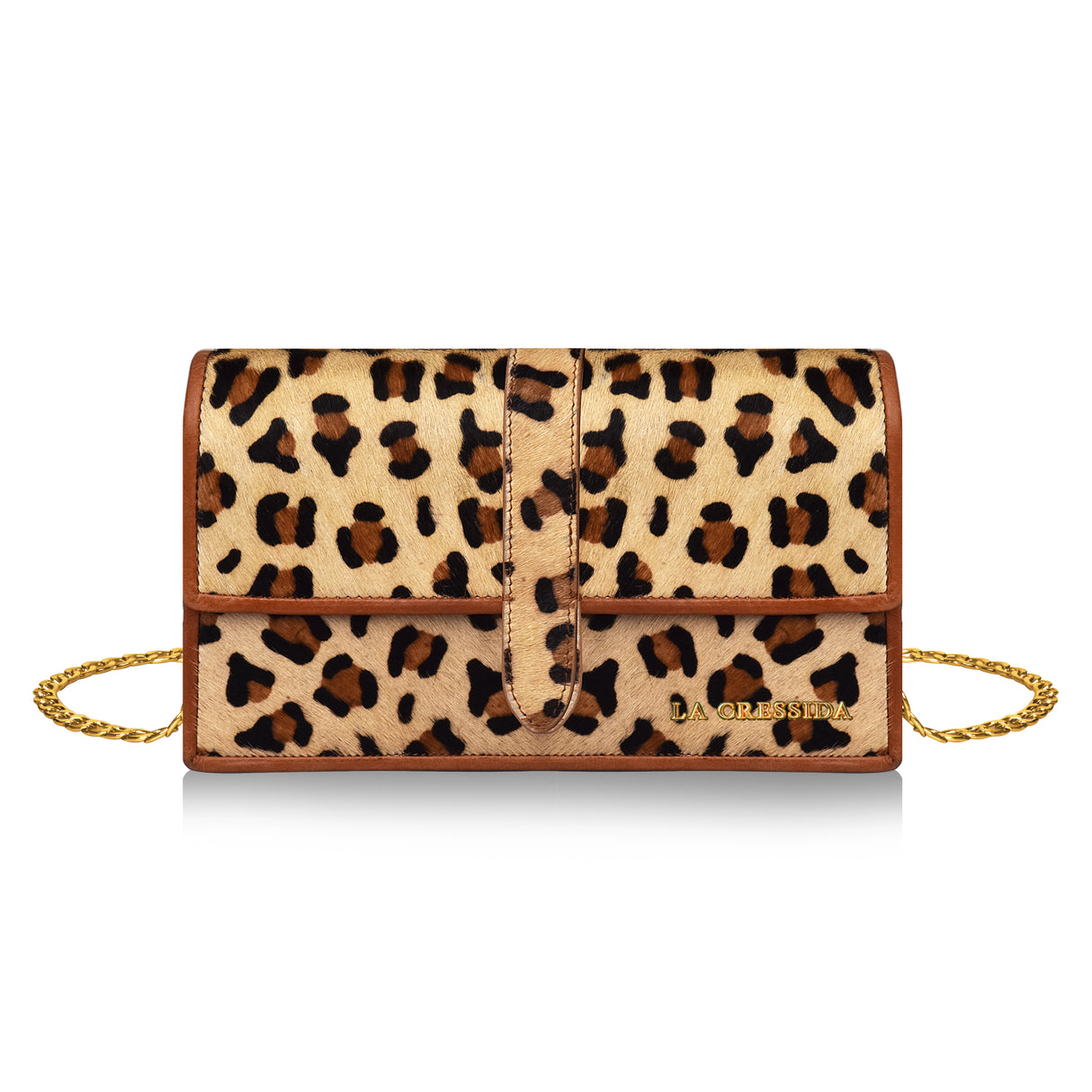 La Cressida Leopard Print Fur & Leather Crossbody Bag