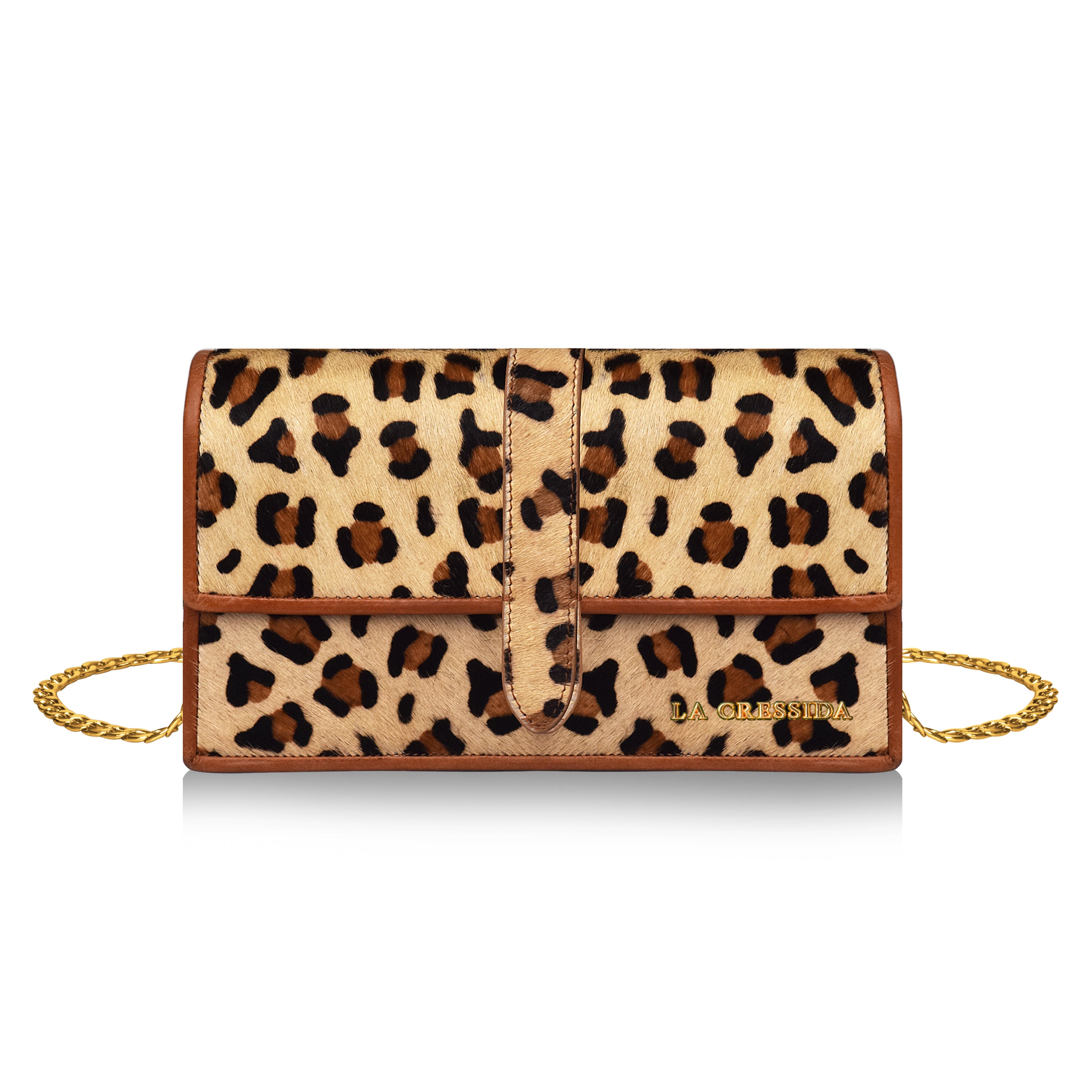 La Cressida Leopard Print Fur & Leather Crossbody Bag