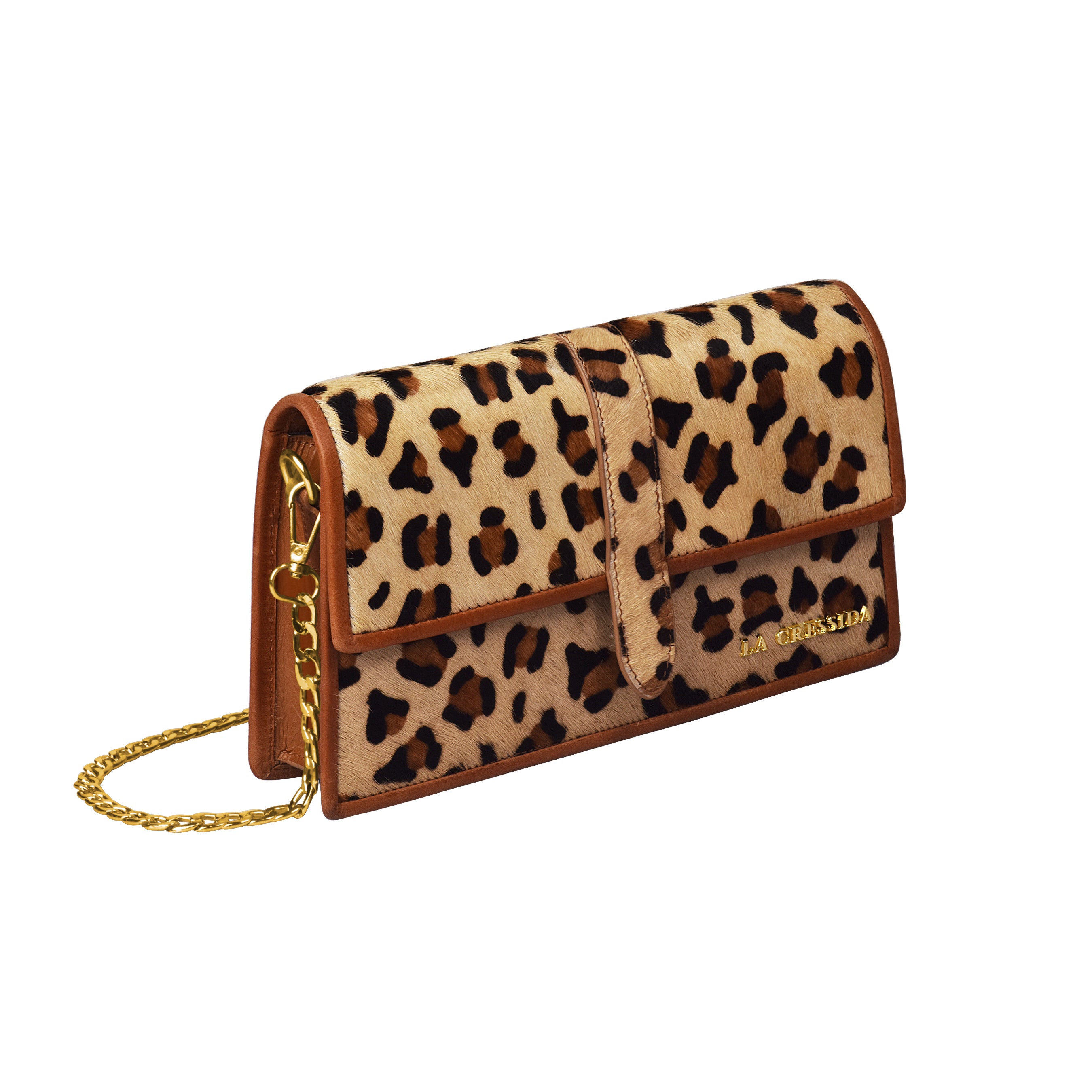 La Cressida Leopard Print Fur & Leather Crossbody Bag