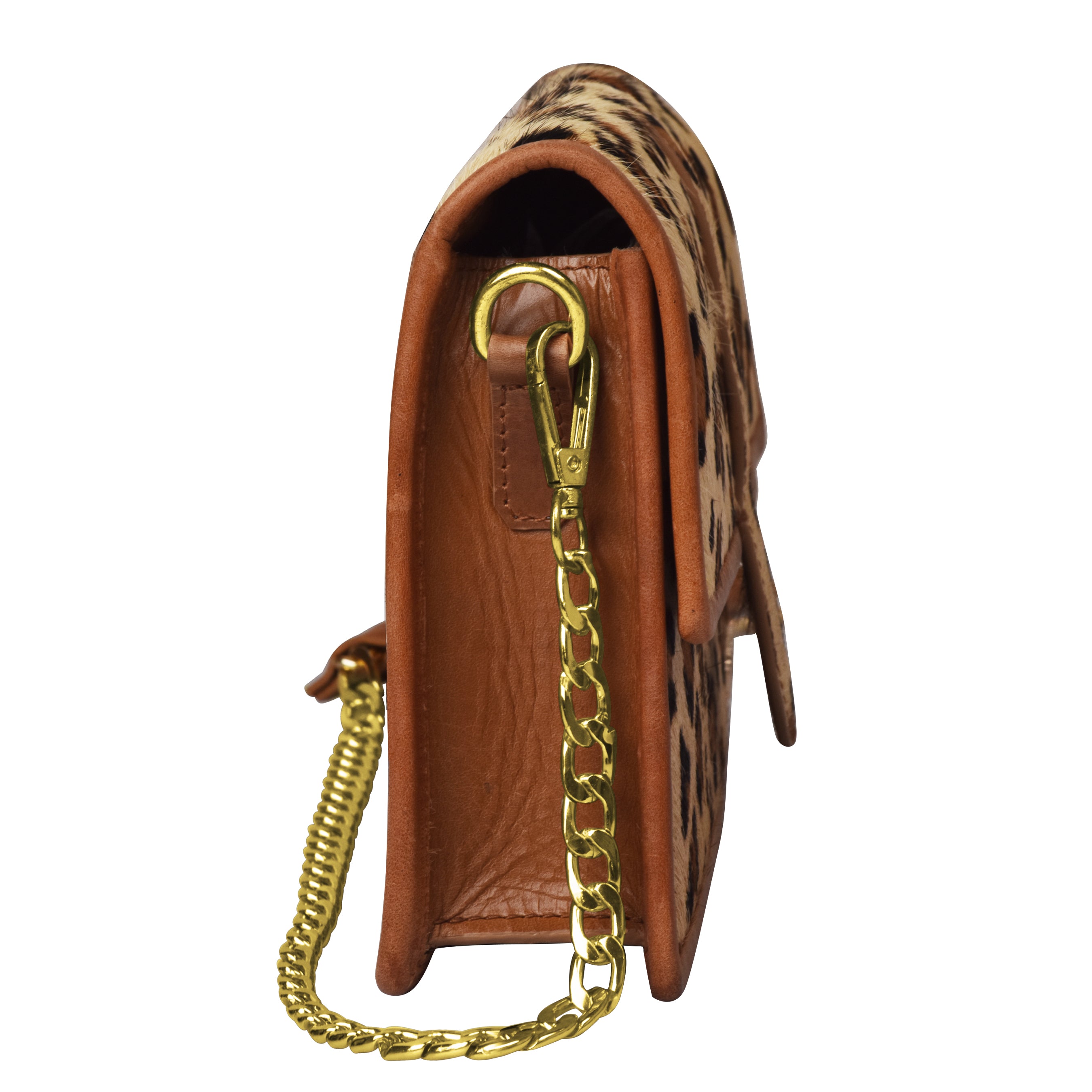 La Cressida Leopard Print Fur & Leather Crossbody Bag