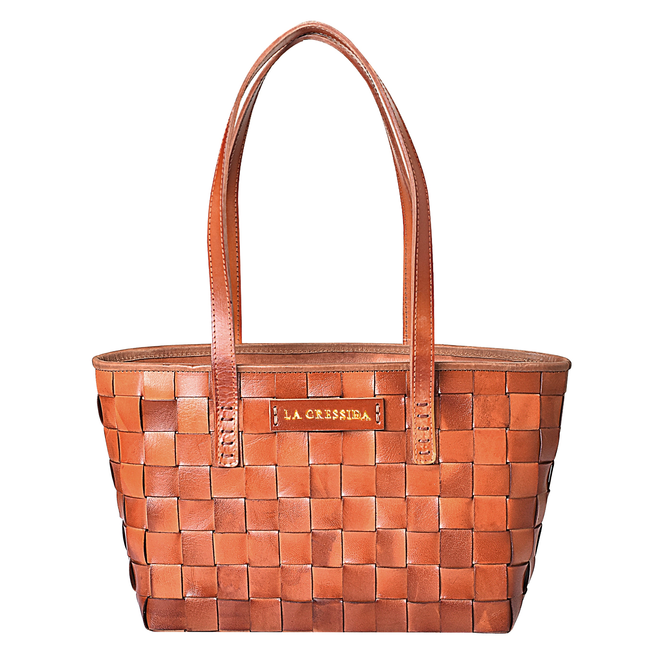 La Cressida Handwoven Tan Leather Tote Bag for Women