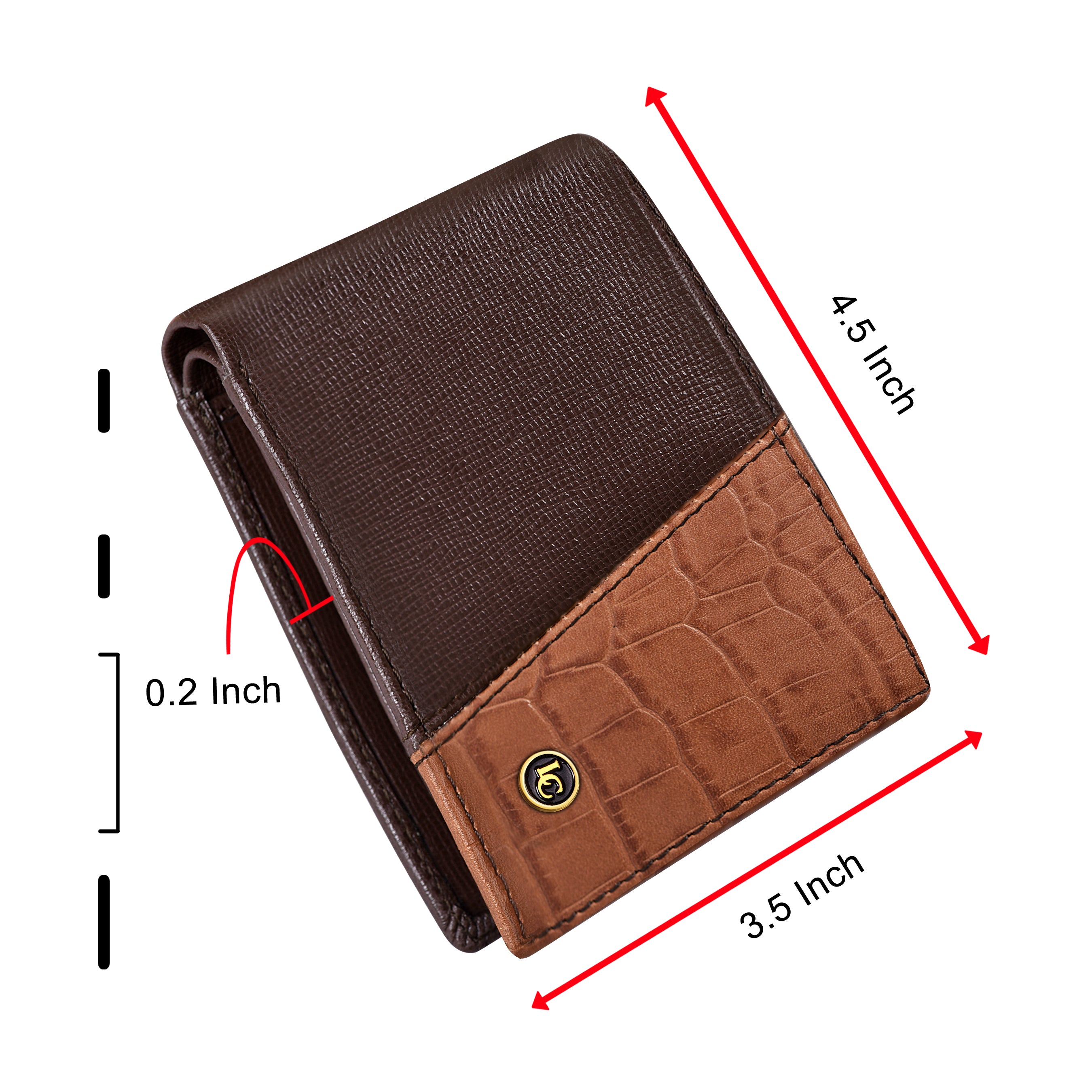 La Cressida Men's Saffiano Croco Print Brown Tan Leather Bi-fold Wallet