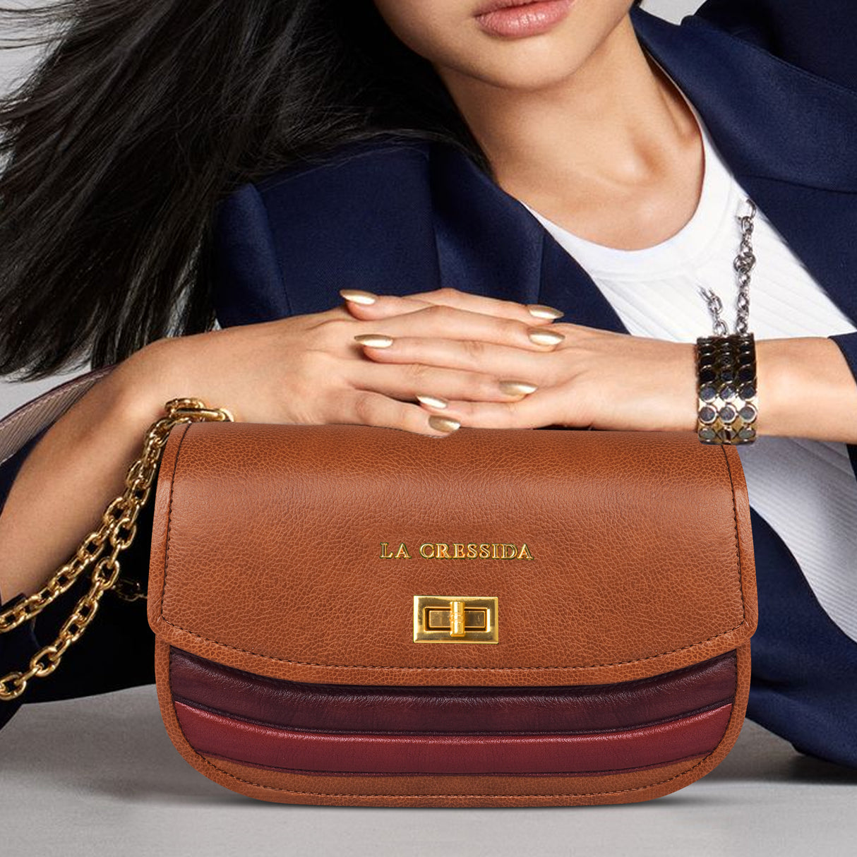 La Cressida Two-Tone Leather Crossbody Bag