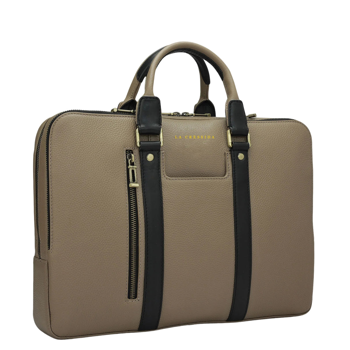 Wax Franzy Leather Laptop Bag - Beige